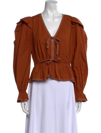 Ulla Johnson V-Neck Long Sleeve Blouse
