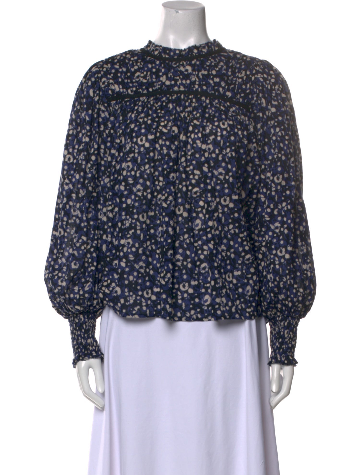 Ulla Johnson Floral Print Mock Neck Blouse