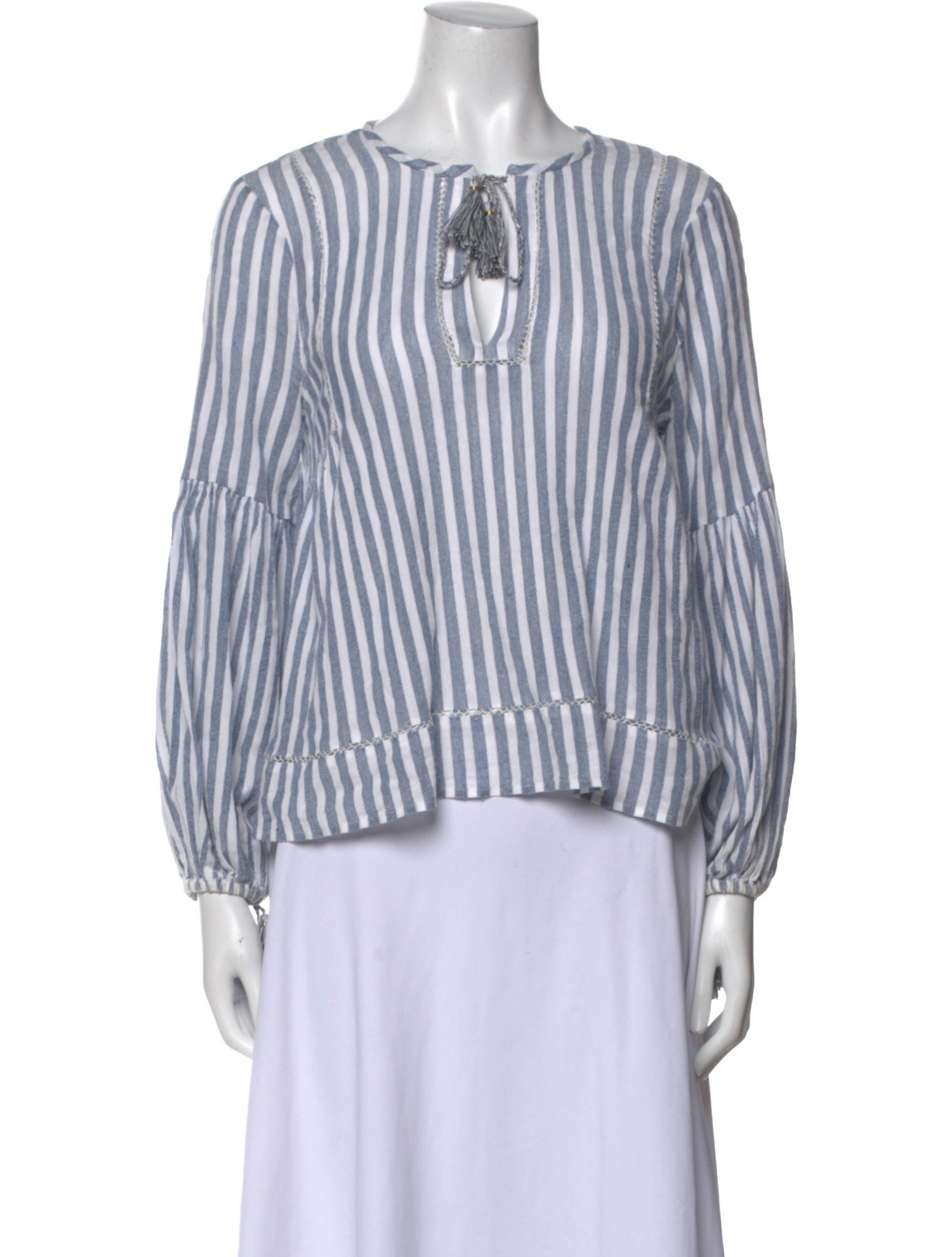 Ulla Johnson Striped Tie Neck Blouse