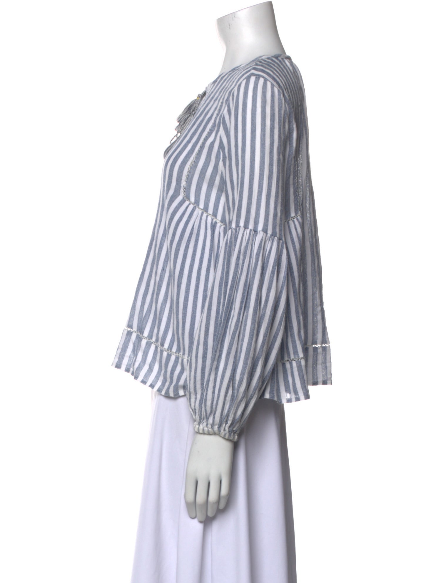Ulla Johnson Striped Tie Neck Blouse