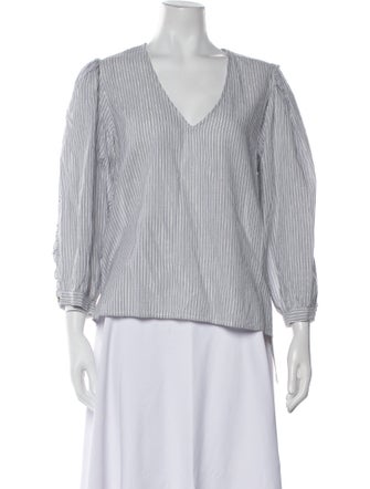 Ulla Johnson Striped V-Neck Blouse