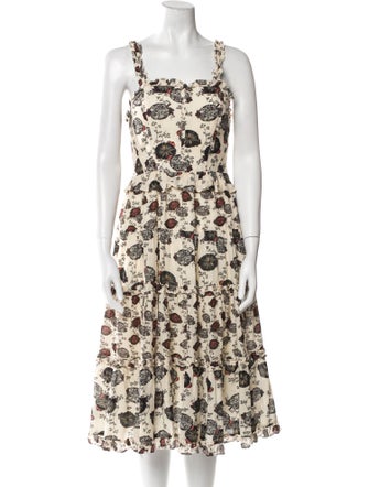 Ulla Johnson Floral Print Midi Length Dress