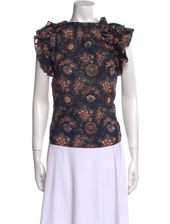 Ulla Johnson Floral Print Mock Neck Top
