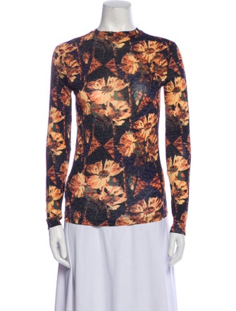Ulla Johnson Floral Print Mock Neck Blouse