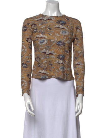 Ulla Johnson Floral Print Crew Neck Crop Top