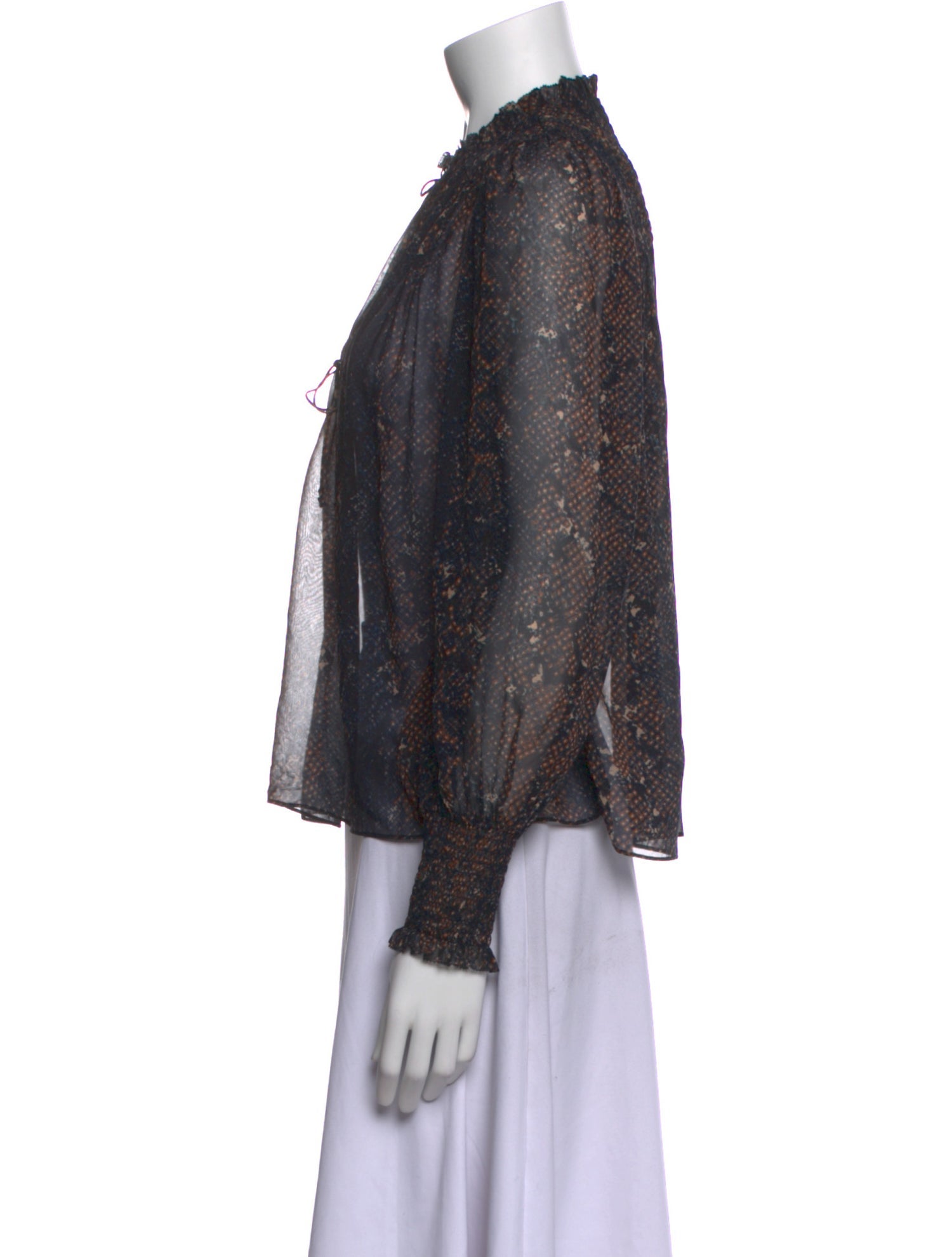 Ulla Johnson Animal Print Mock Neck Blouse