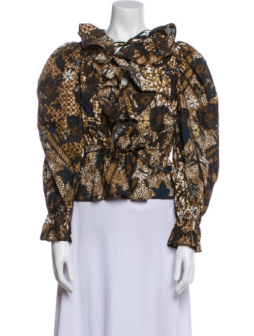Ulla Johnson Printed Tie Neck Blouse