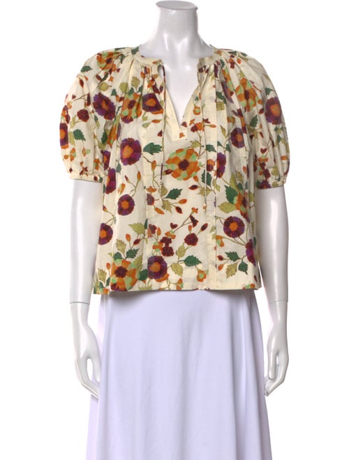 Ulla Johnson Floral Print V-Neck Blouse