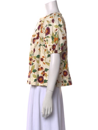 Ulla Johnson Floral Print V-Neck Blouse