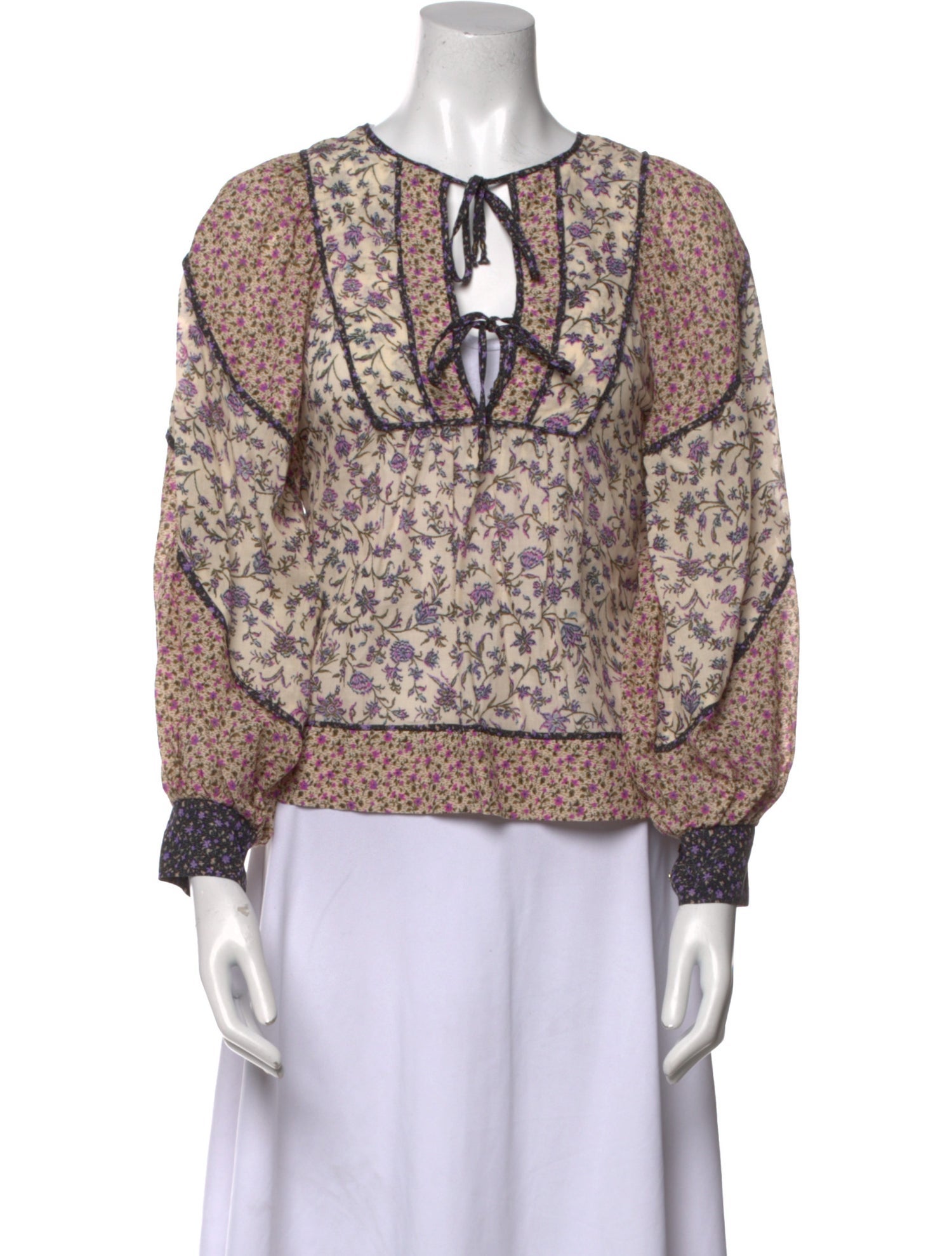 Ulla Johnson Printed V-Neck Blouse w/ Tags