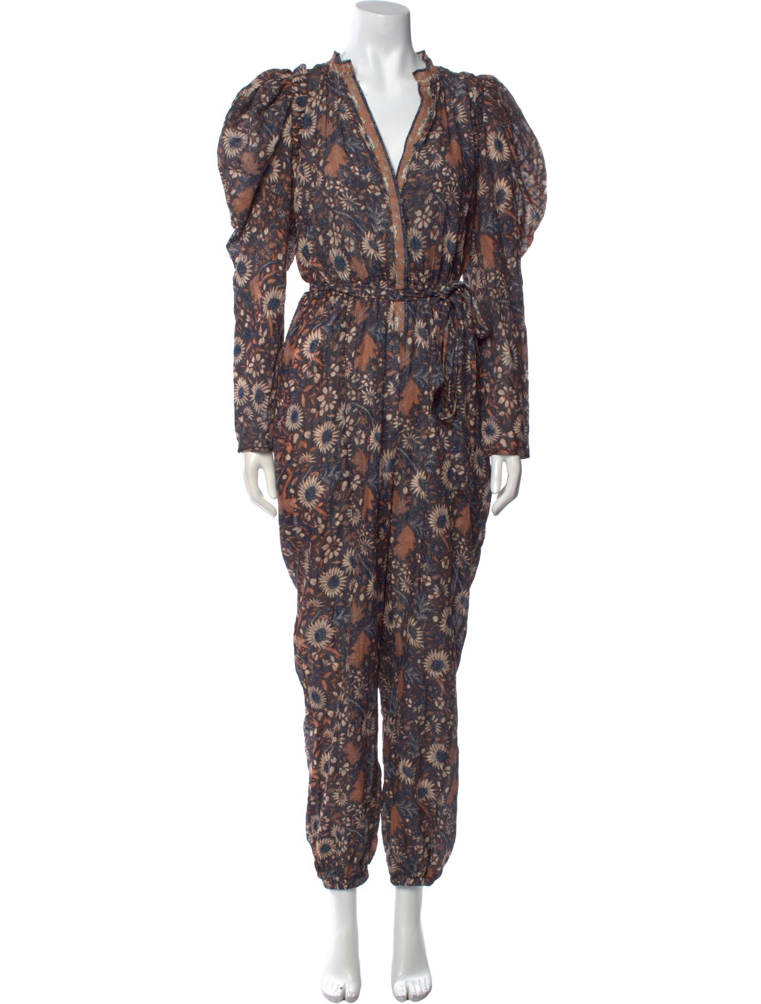 Ulla Johnson Floral Print V-Neck Jumpsuit