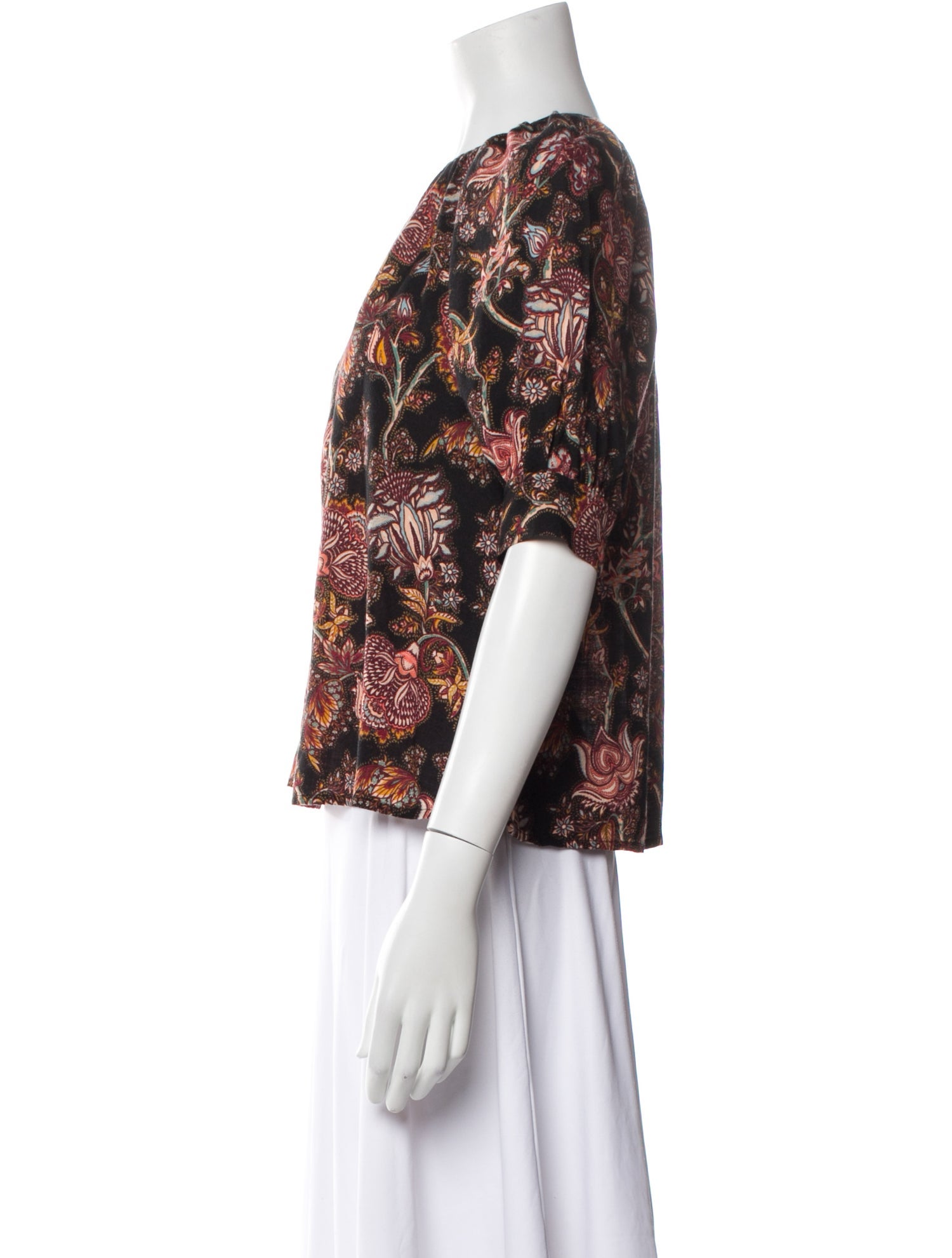 Ulla Johnson Floral Print Bateau Neckline Blouse