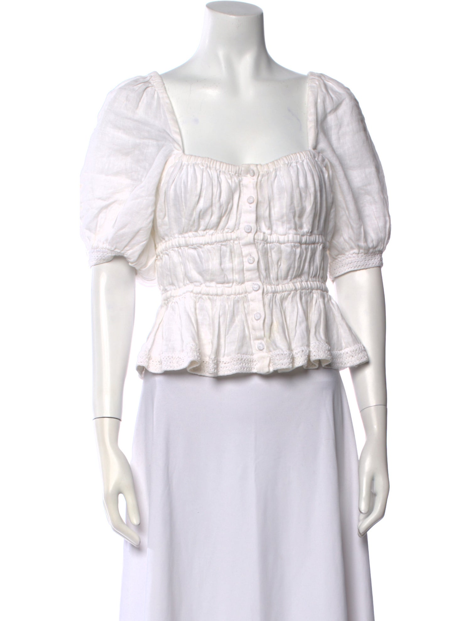 Ulla Johnson Linen Square Neckline Crop Top