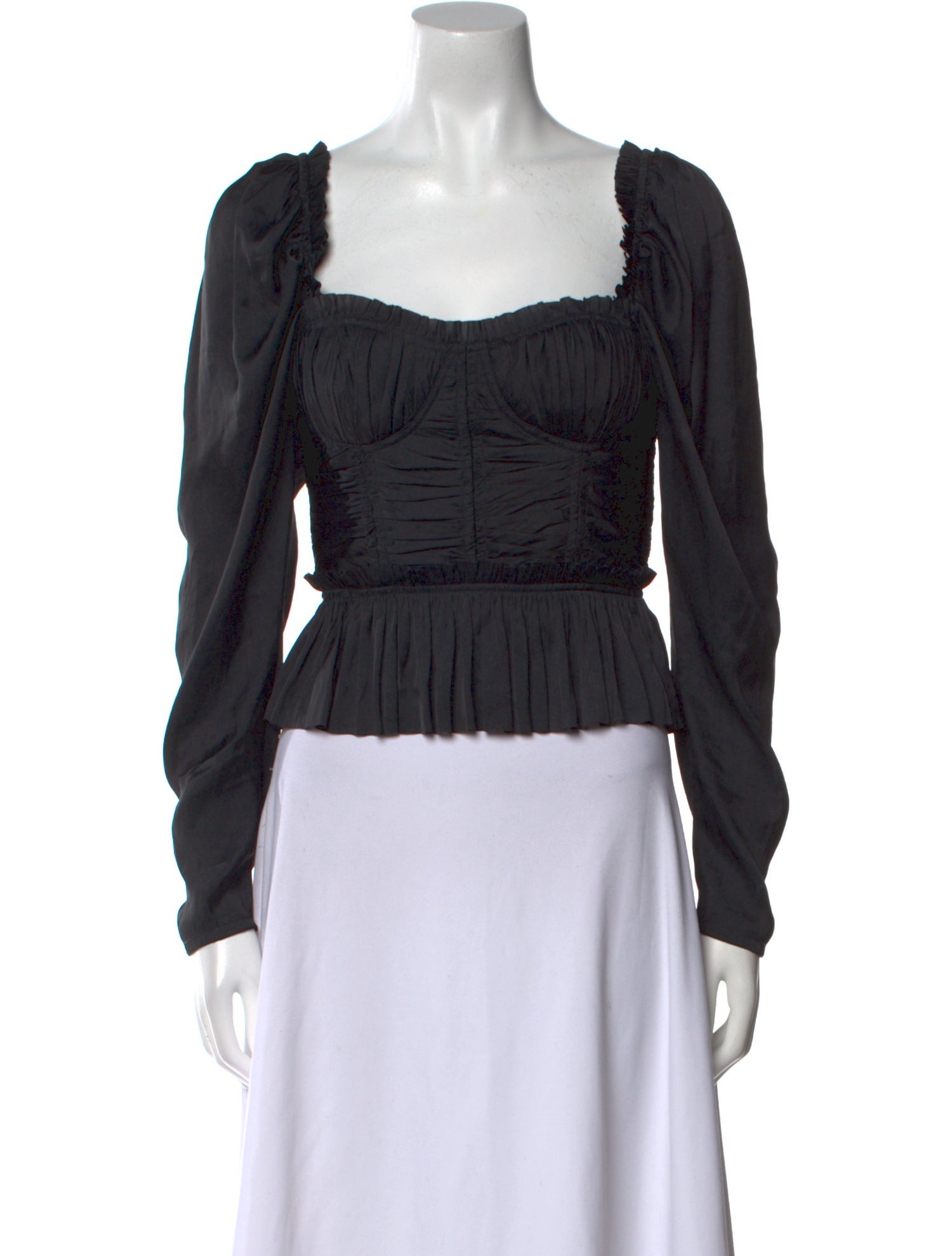 Ulla Johnson Square Neckline Long Sleeve Crop Top