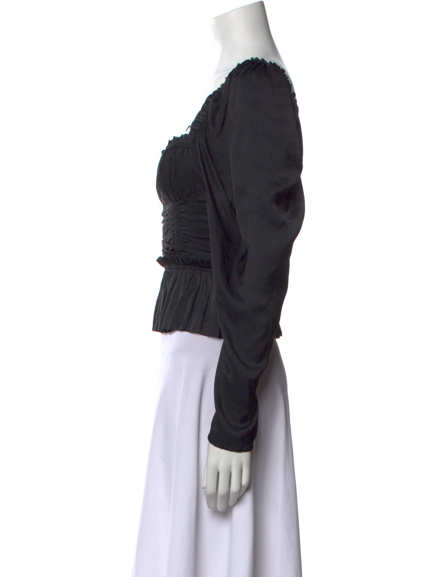 Ulla Johnson Square Neckline Long Sleeve Crop Top