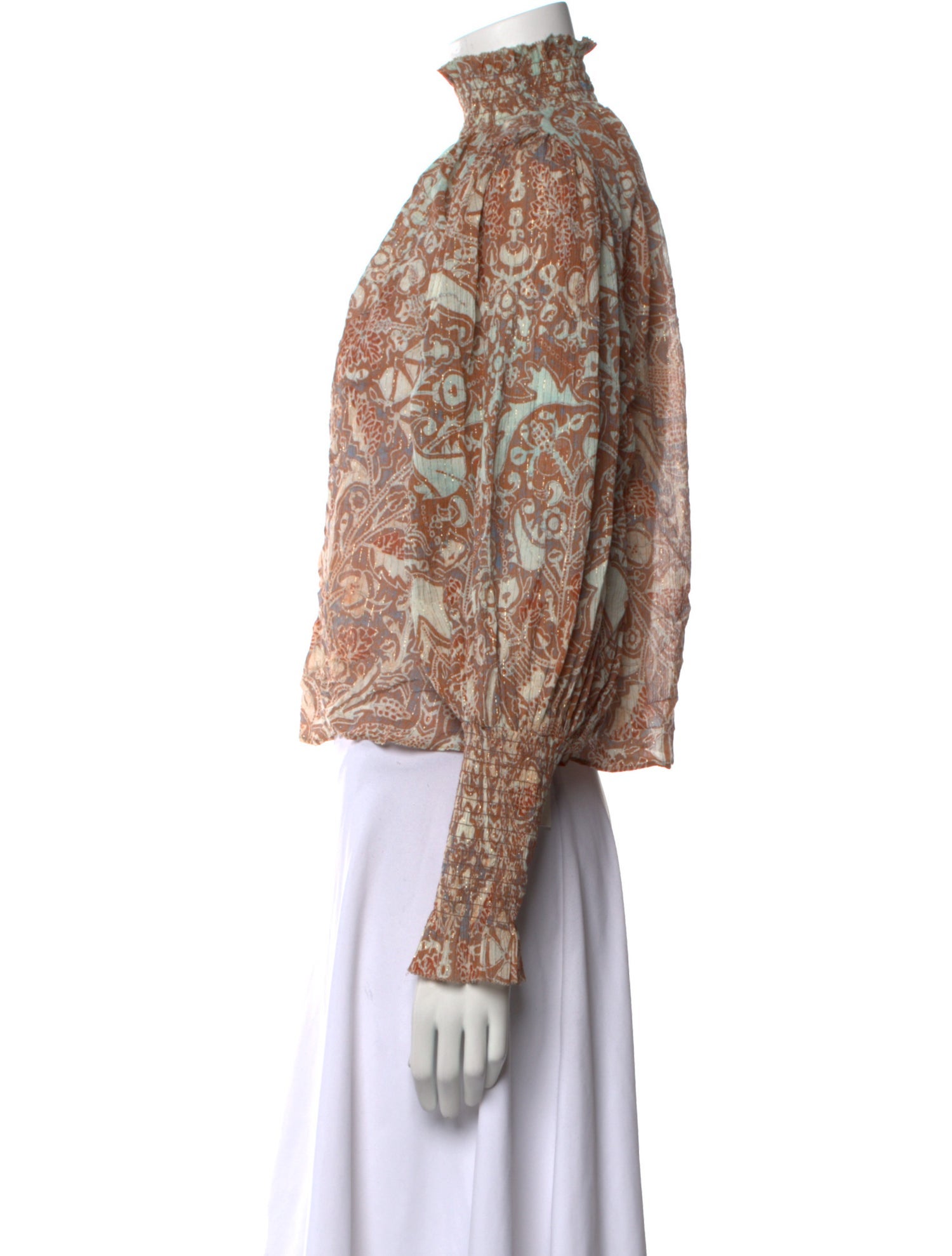 Ulla Johnson Paisley Print Mock Neck Blouse