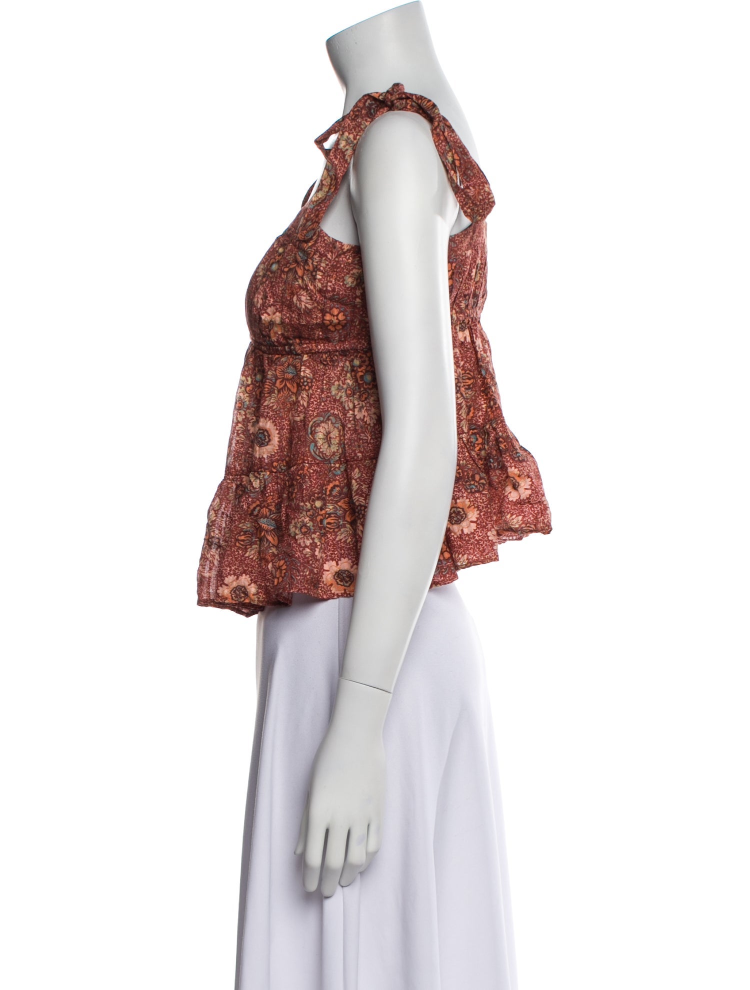 Ulla Johnson Floral Print Square Neckline Crop Top