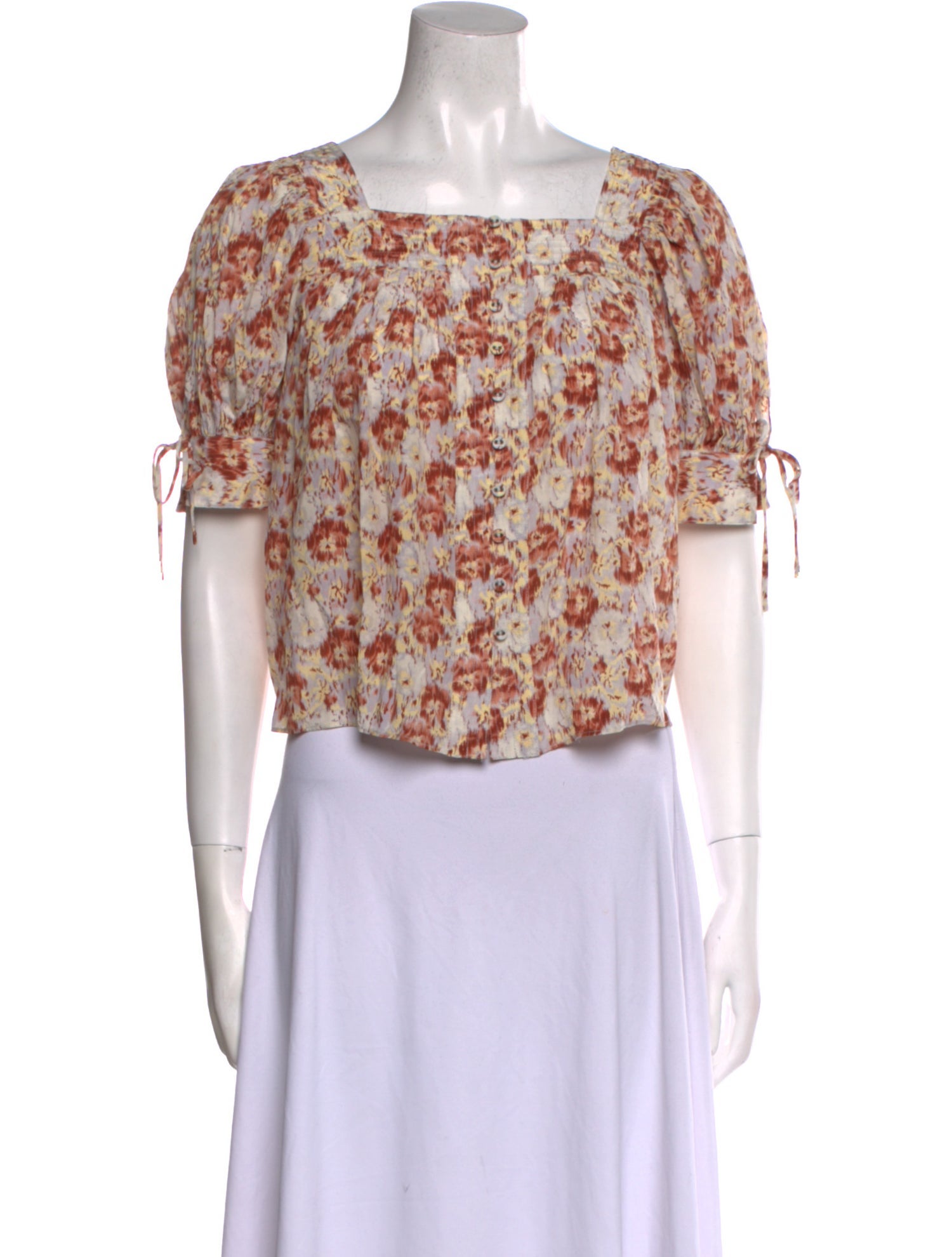 Ulla Johnson Silk Floral Print Crop Top