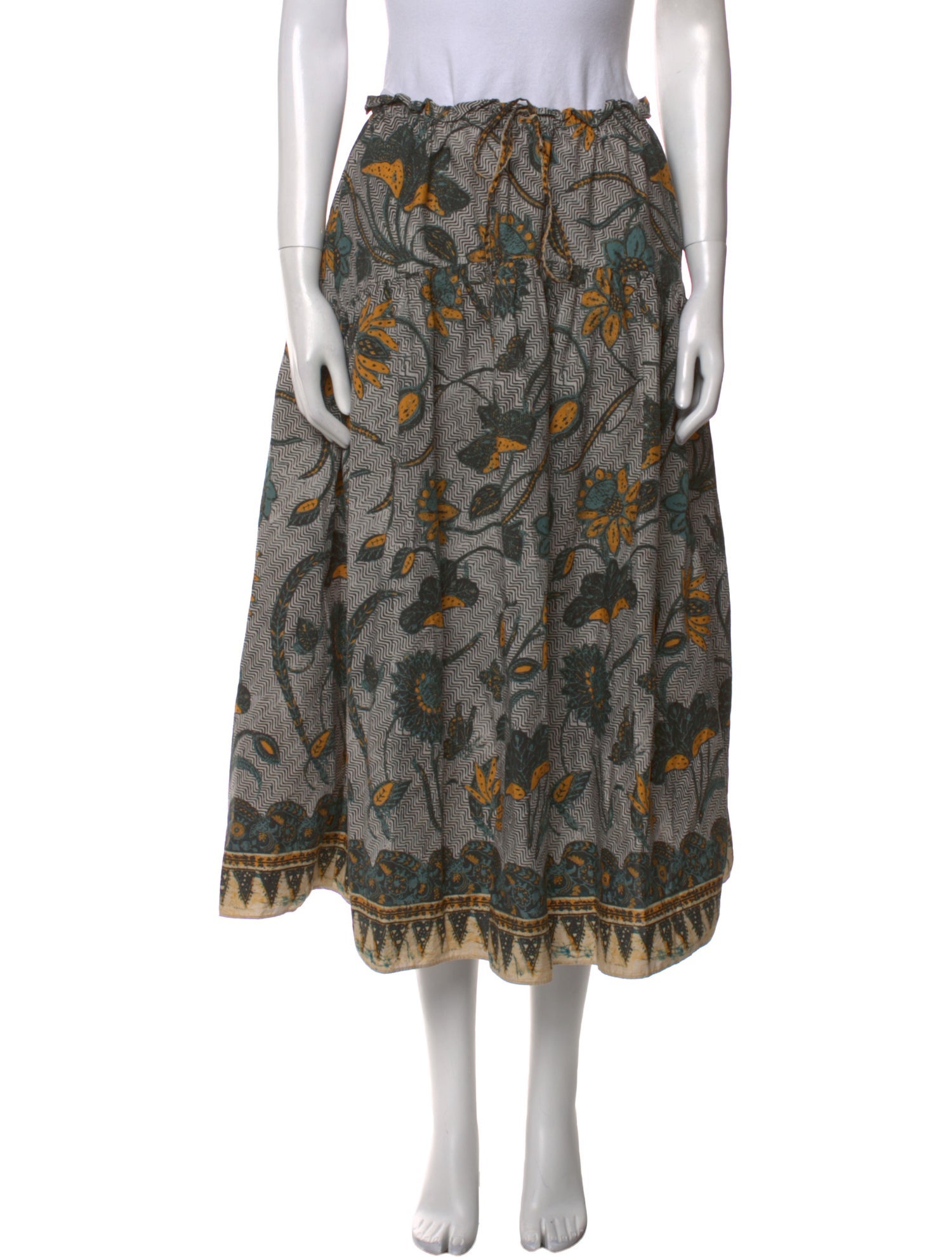 Ulla Johnson Floral Print Midi Length Skirt