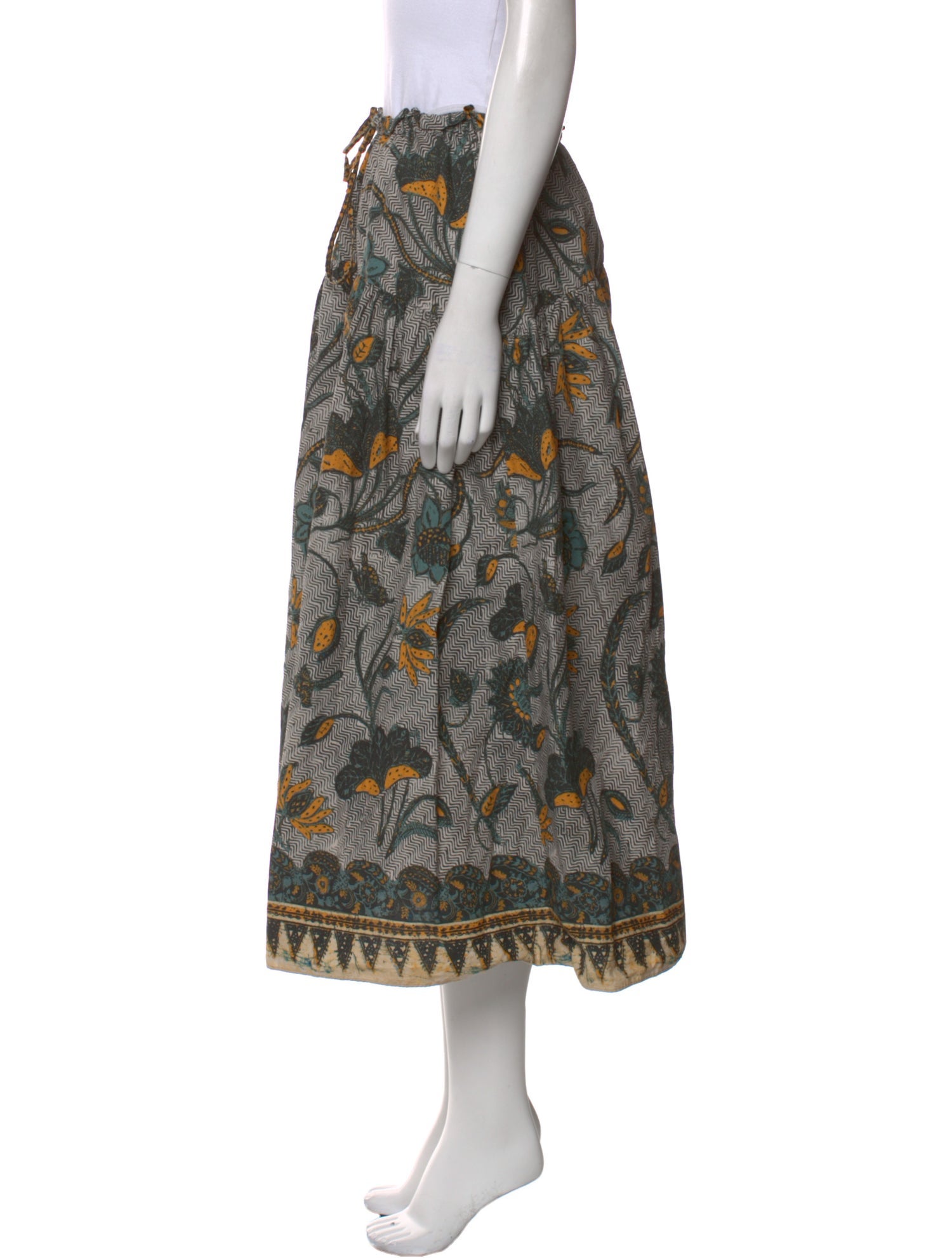 Ulla Johnson Floral Print Midi Length Skirt