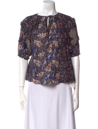 Ulla Johnson Printed Crew Neck Blouse