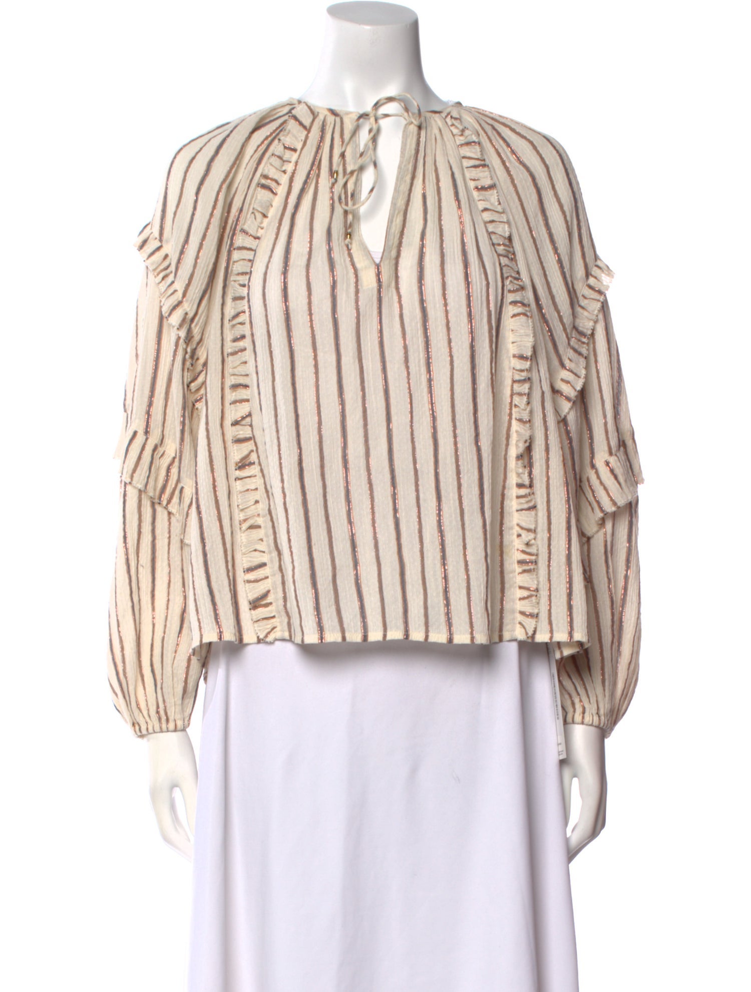 Ulla Johnson Striped Tie Neck Blouse