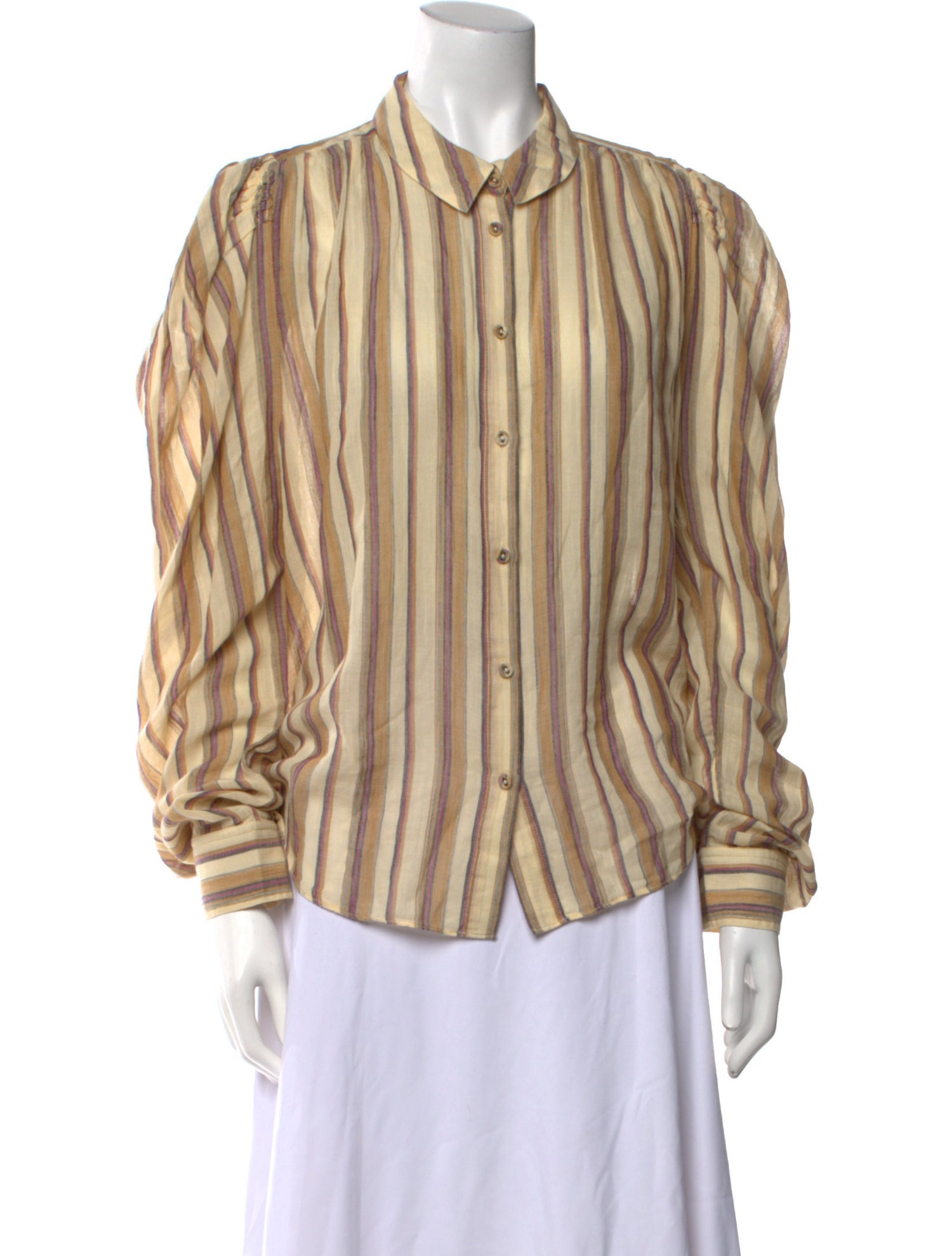 Ulla Johnson Striped Long Sleeve Button-Up Top