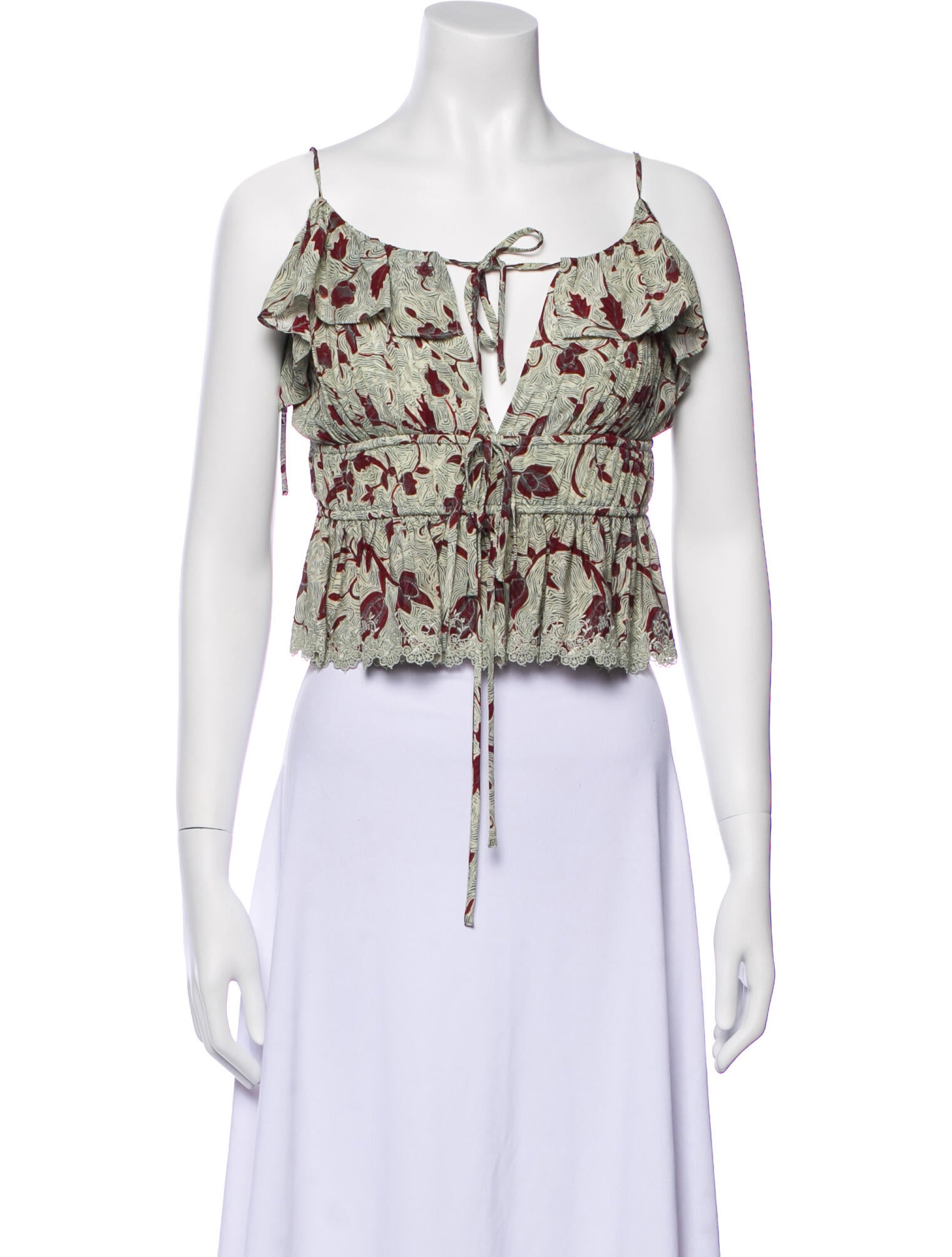 Ulla Johnson Silk Floral Print Crop Top