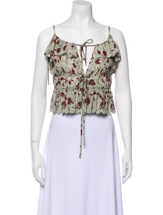 Ulla Johnson Silk Floral Print Crop Top