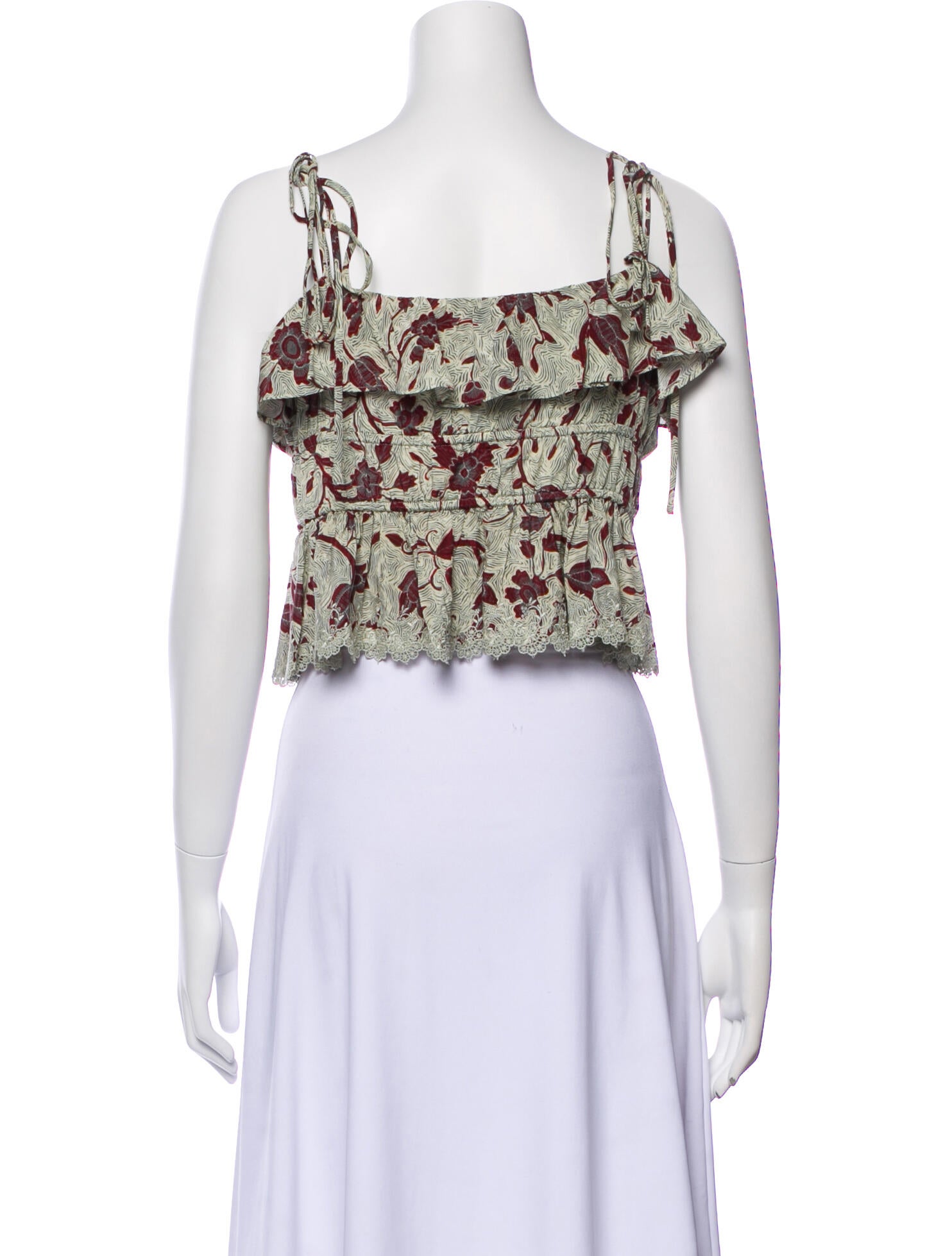 Ulla Johnson Silk Floral Print Crop Top