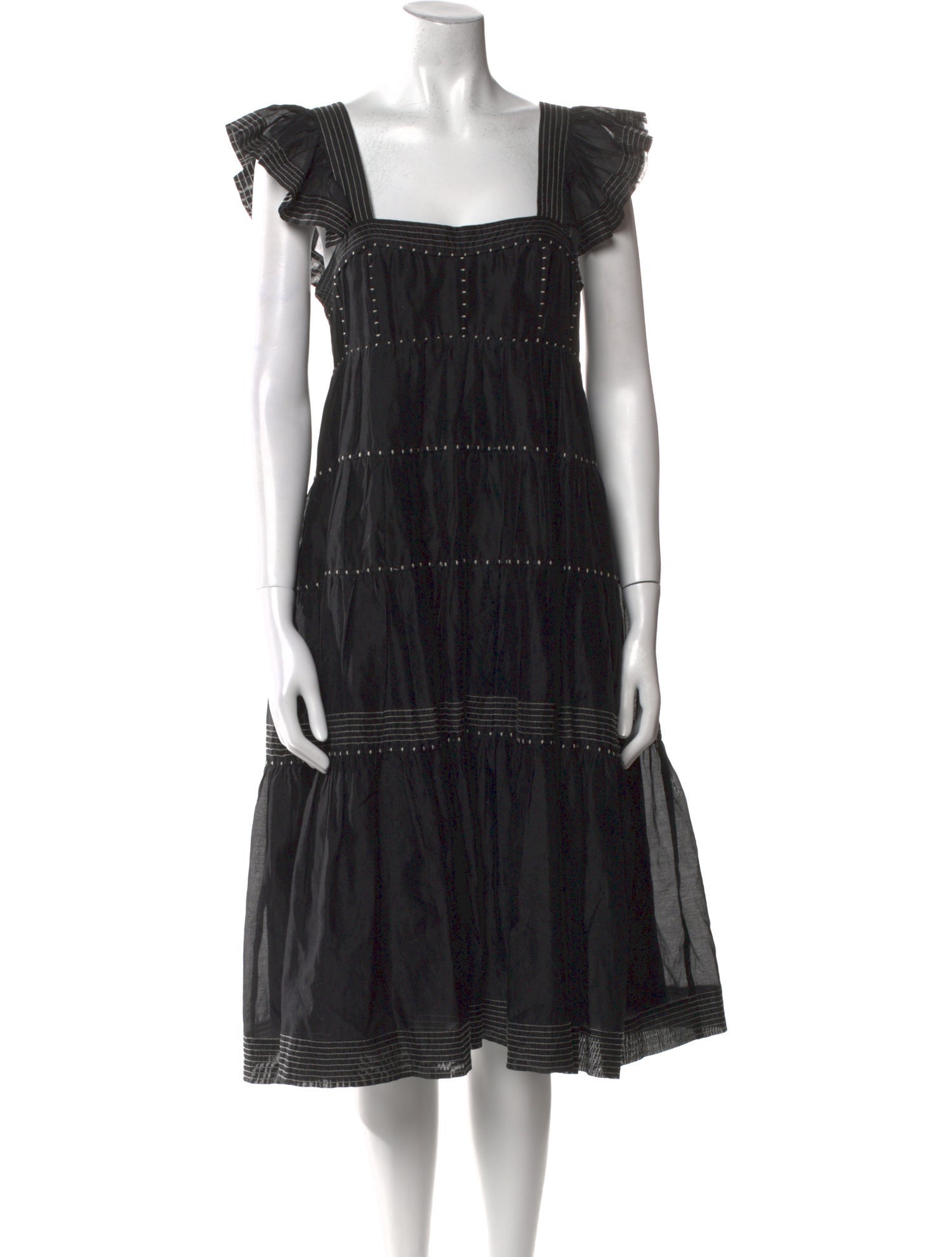 Ulla Johnson Square Neckline Midi Length Dress