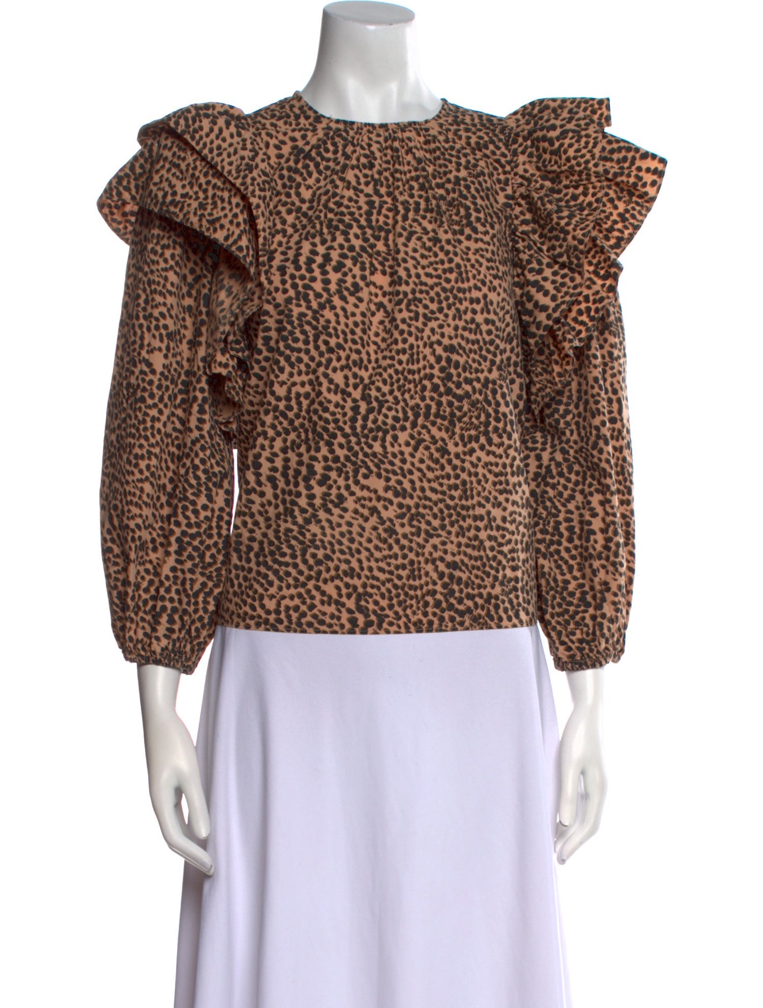 Ulla Johnson Animal Print Crew Neck Blouse