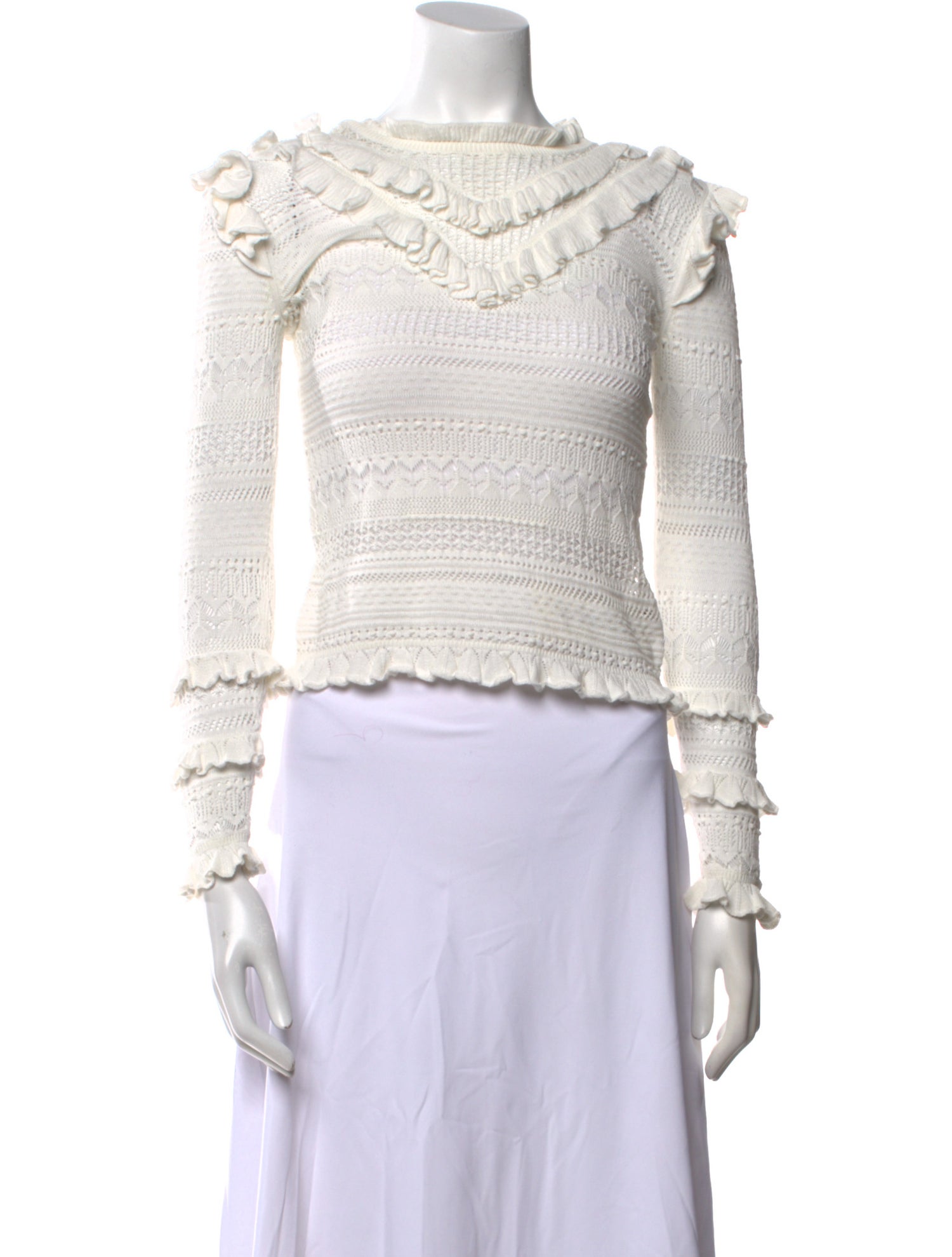 Ulla Johnson Bateau Neckline Long Sleeve Crop Top