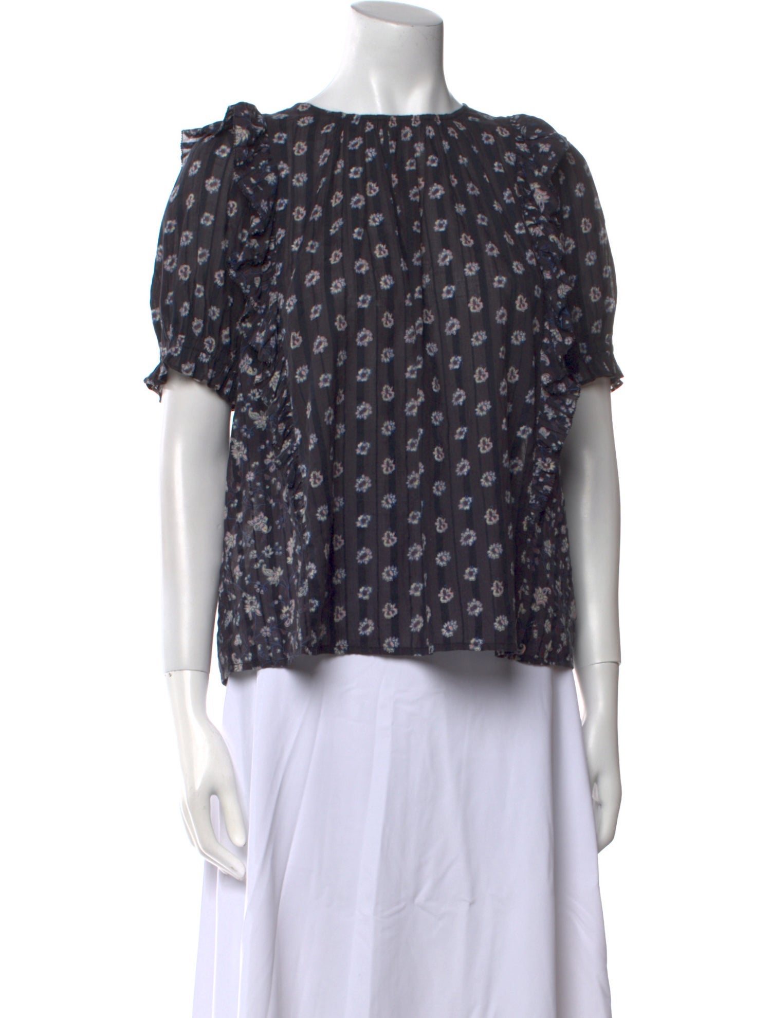 Ulla Johnson Floral Print Bateau Neckline Blouse