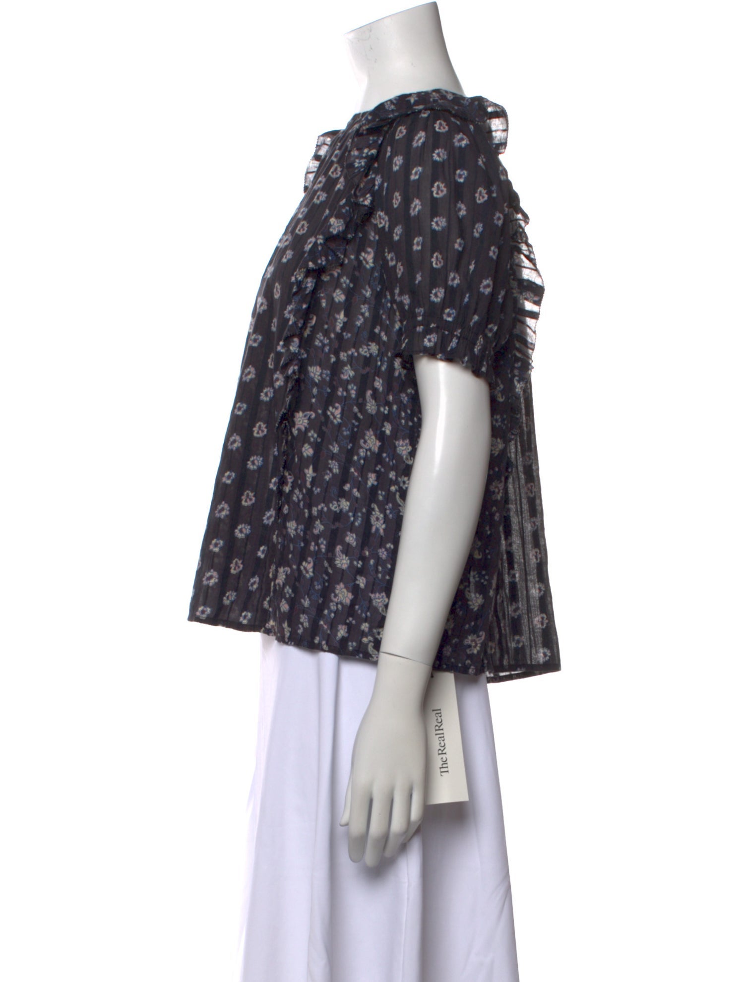 Ulla Johnson Floral Print Bateau Neckline Blouse