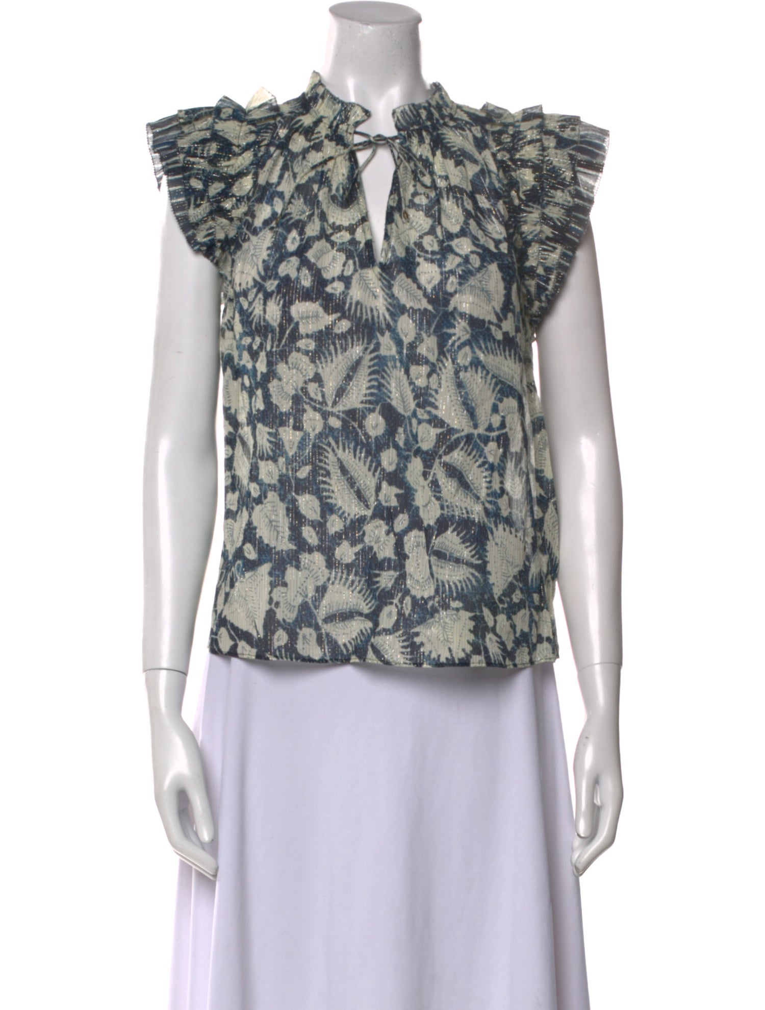 Ulla Johnson Printed V-Neck Blouse w/ Tags