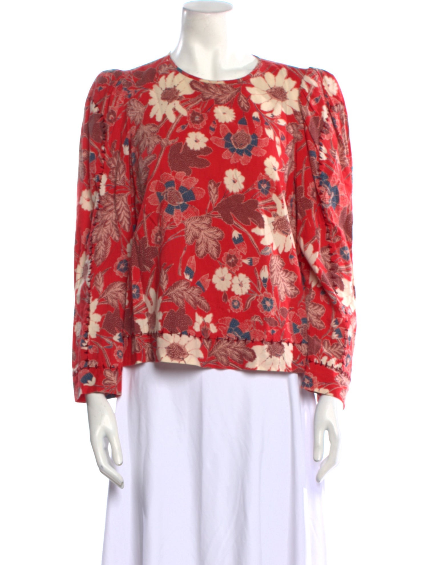 Ulla Johnson Floral Print Crew Neck Blouse