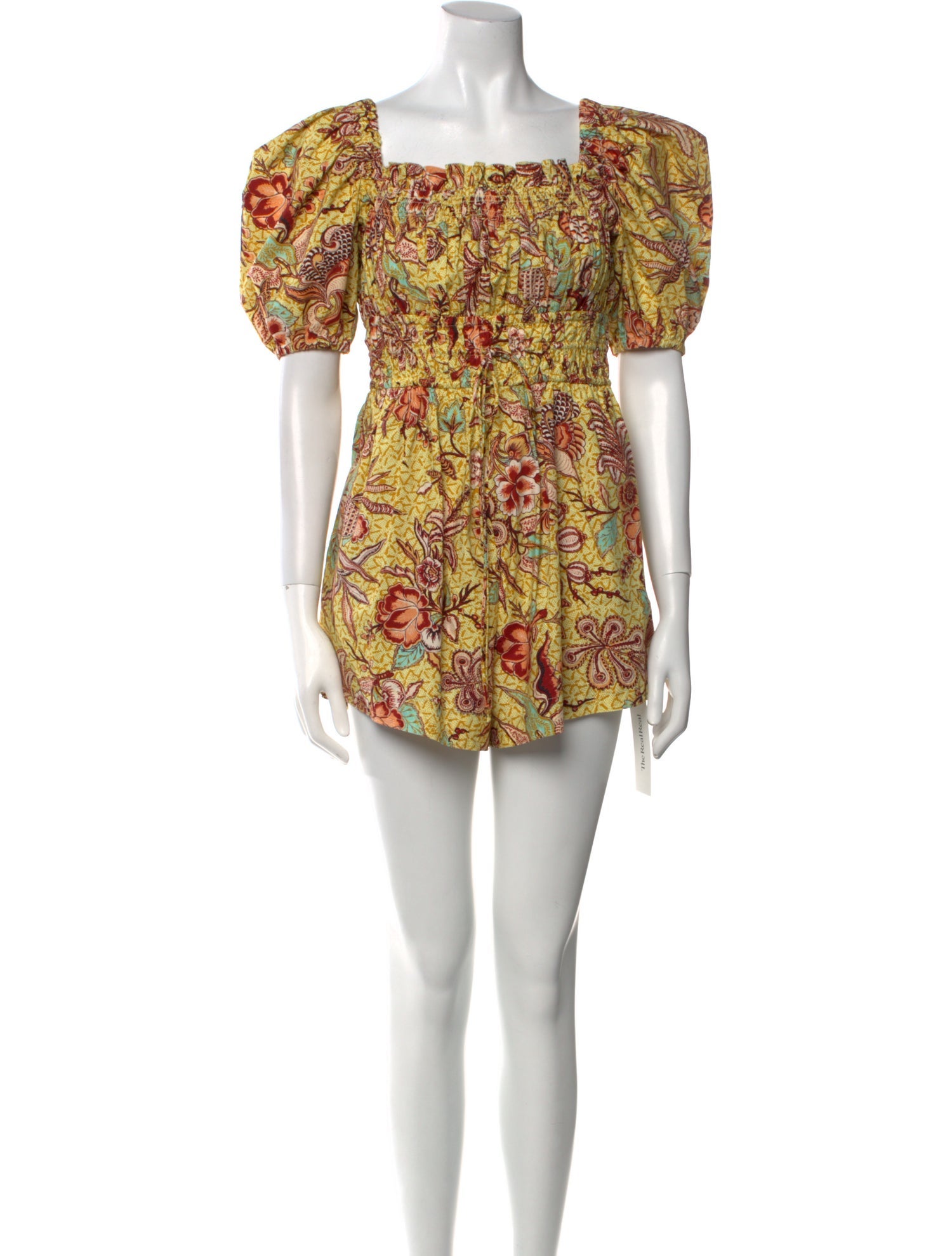 Ulla Johnson Floral Print Square Neckline Romper