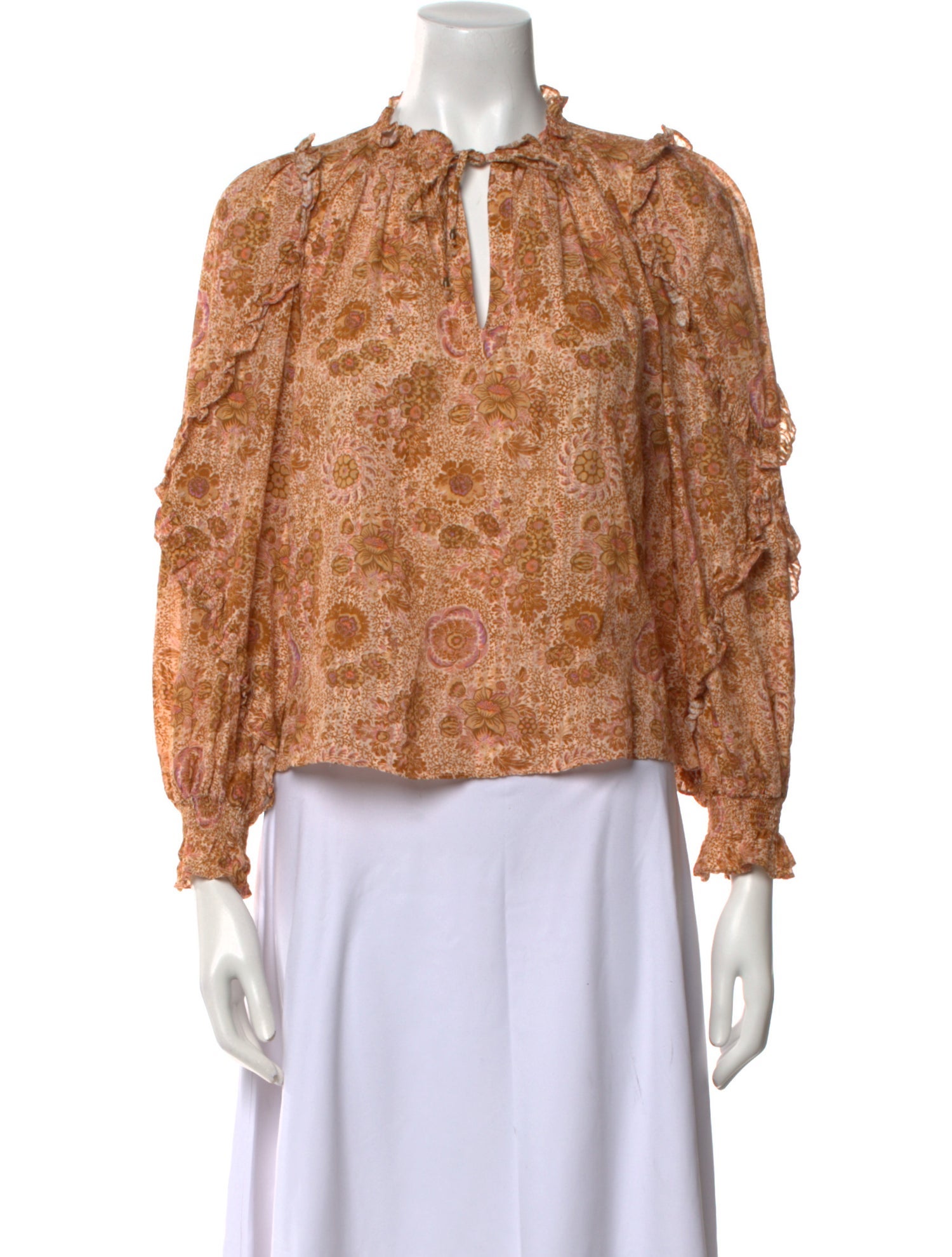 Ulla Johnson Floral Print Mock Neck Blouse