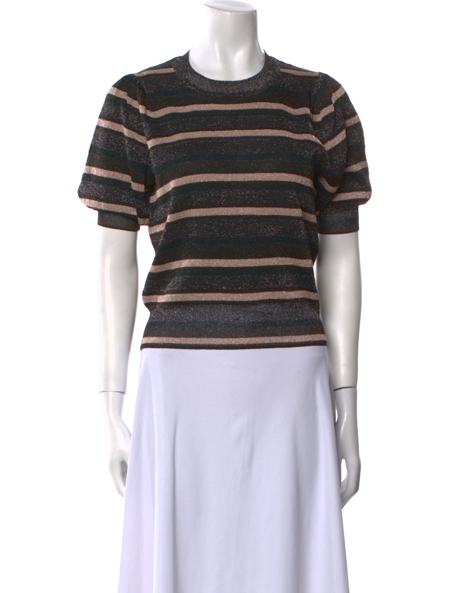 Ulla Johnson Striped Crew Neck Crop Top