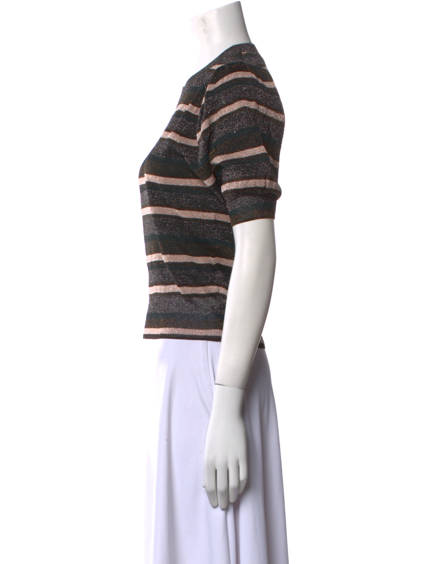Ulla Johnson Striped Crew Neck Crop Top