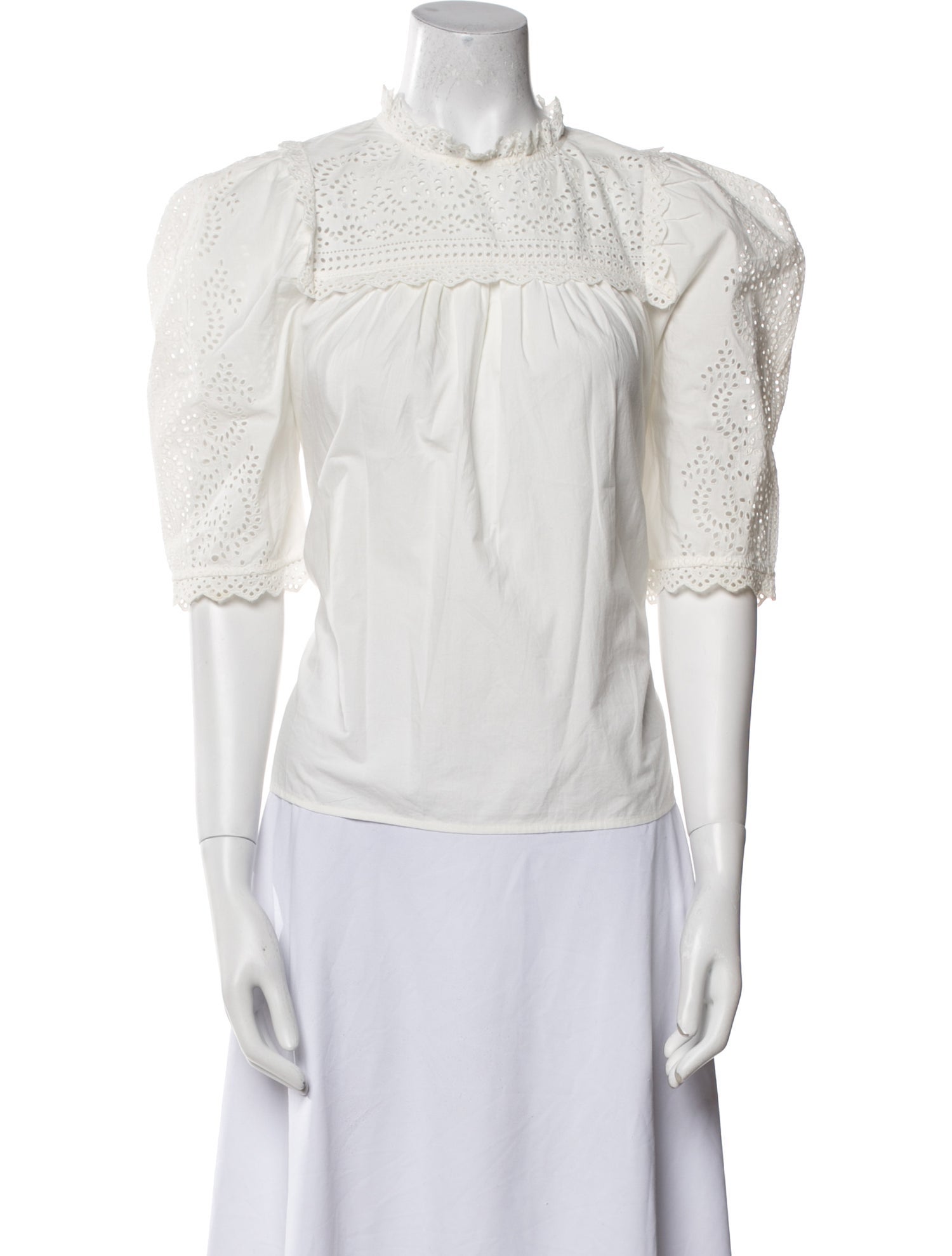 Ulla Johnson Mock Neck Three-Quarter Sleeve Blouse