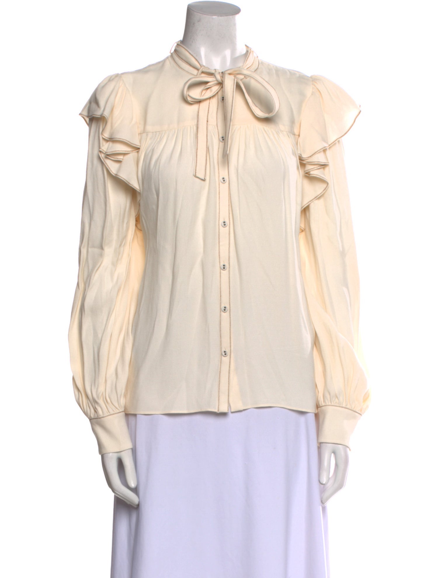 Ulla Johnson Mock Neck Long Sleeve Button-Up Top