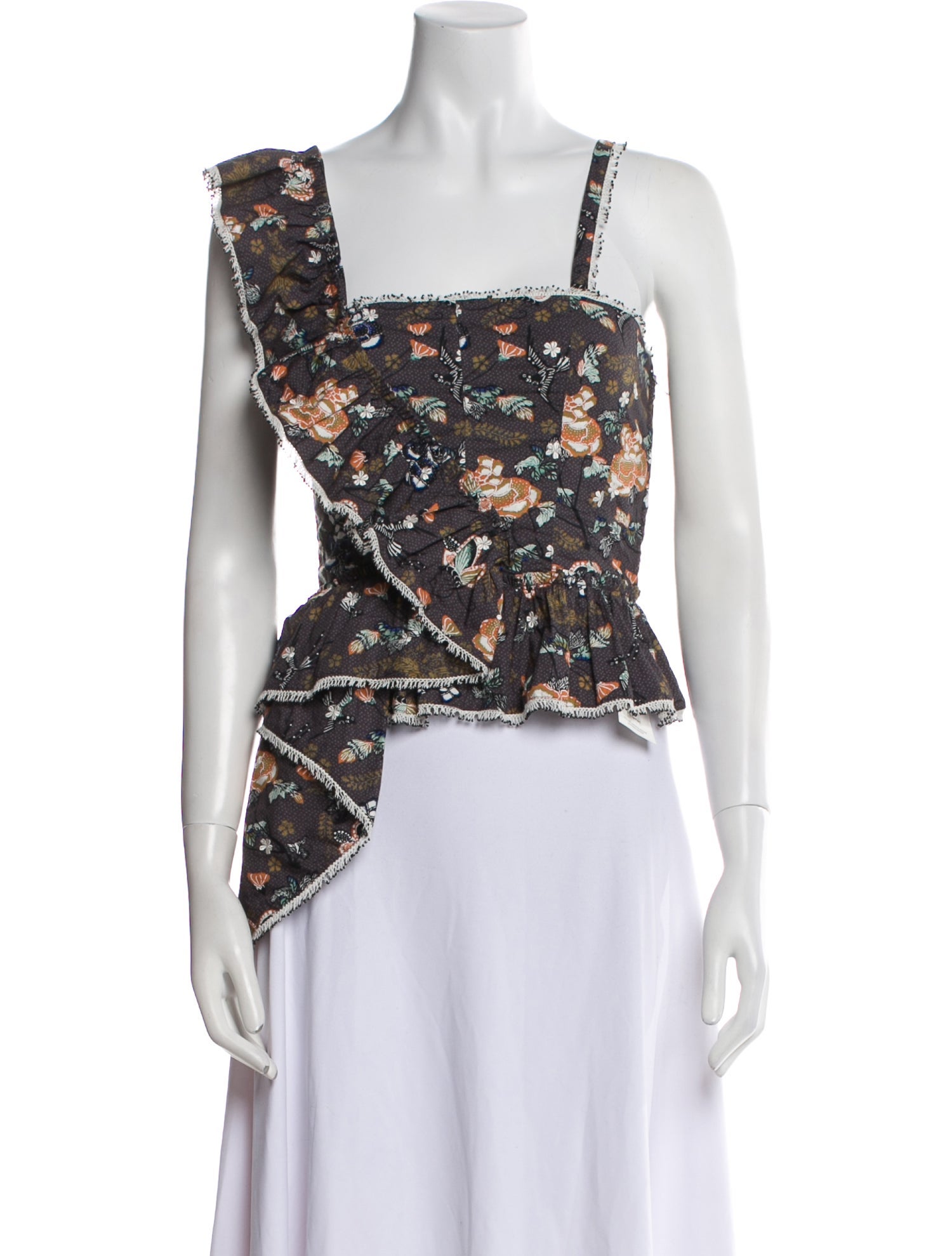 Ulla Johnson Floral Print Square Neckline Crop Top w/ Tags