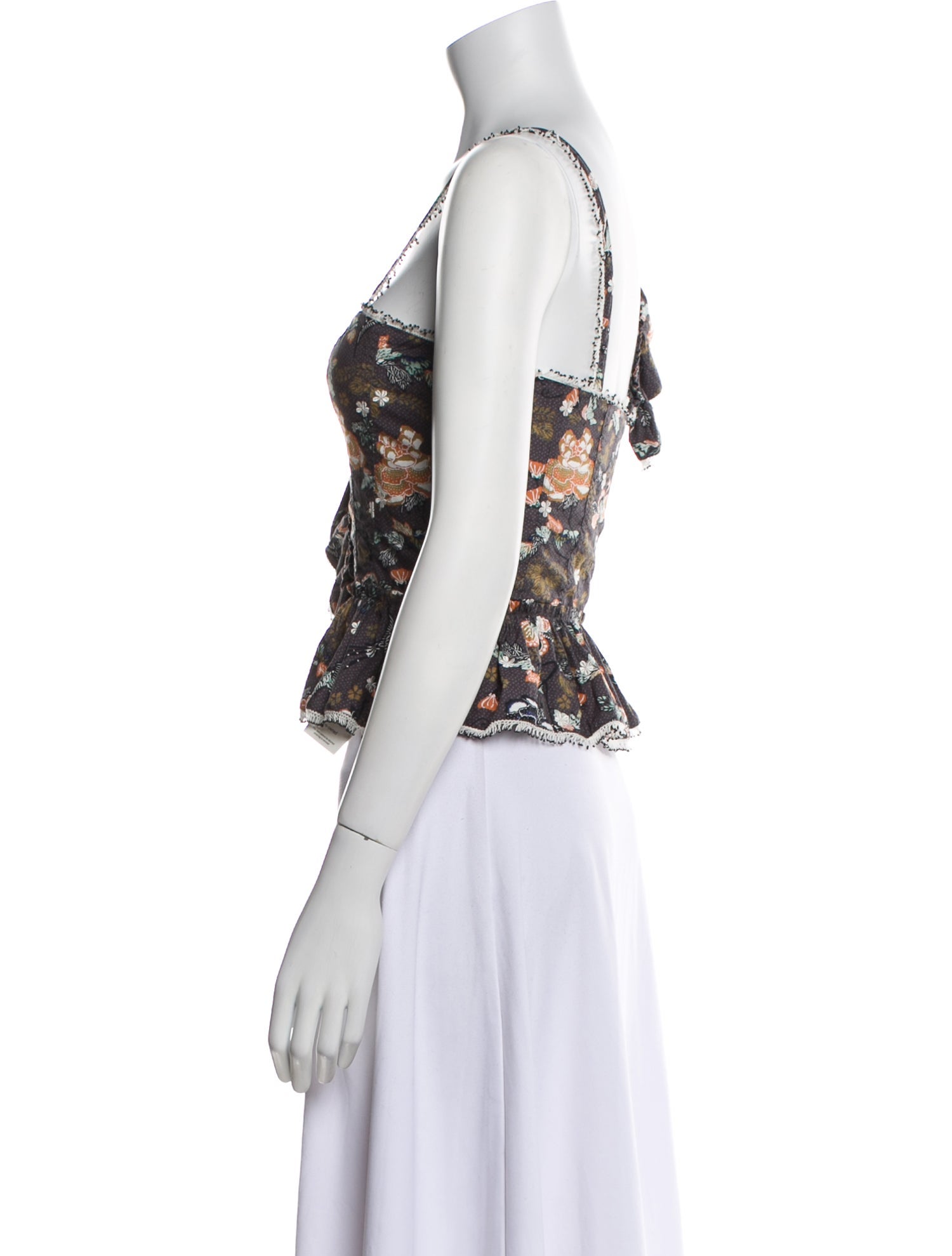 Ulla Johnson Floral Print Square Neckline Crop Top w/ Tags