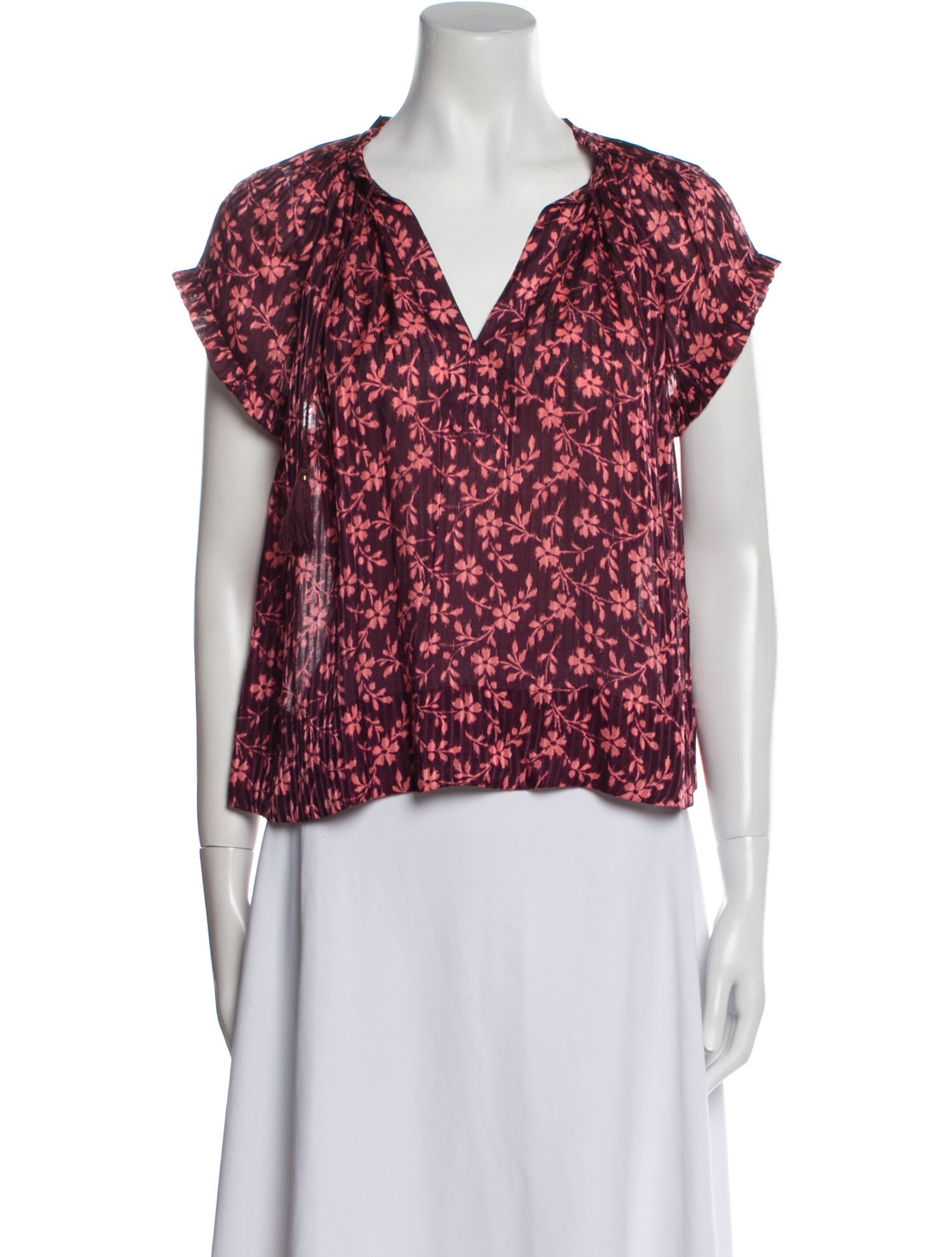 Ulla Johnson Floral Print V-Neck Blouse