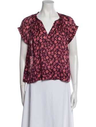 Ulla Johnson Floral Print V-Neck Blouse