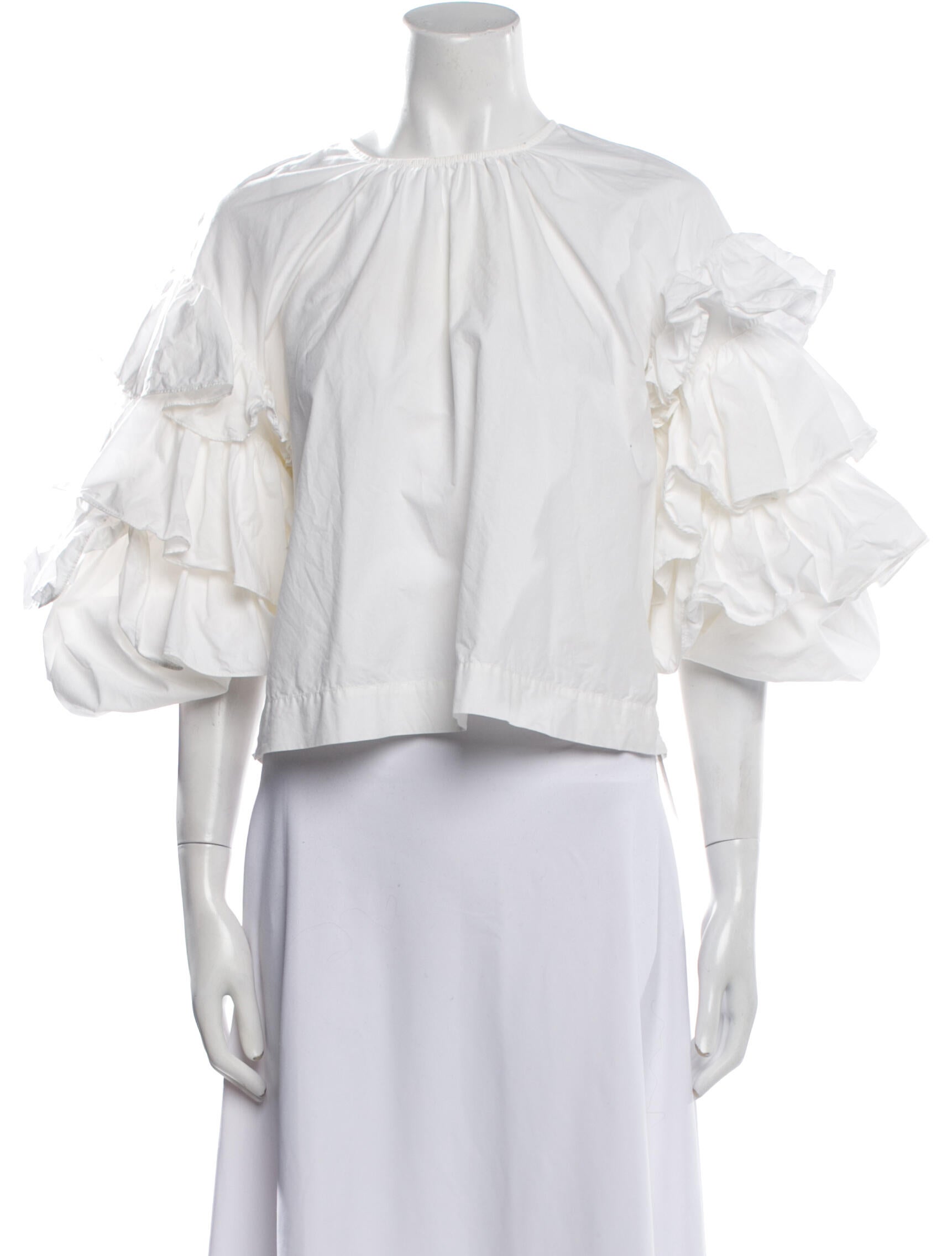 Ulla Johnson Off-The-Shoulder Three-Quarter Sleeve Crop Top