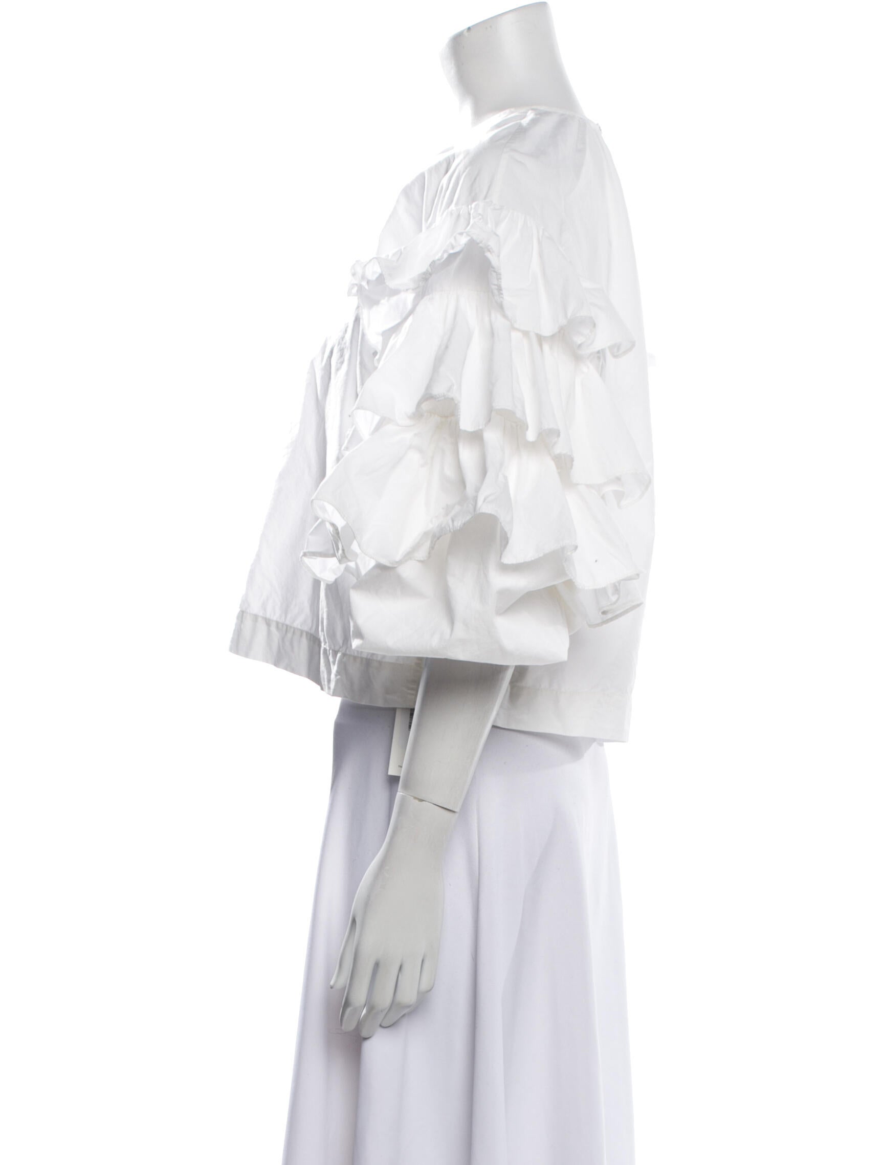 Ulla Johnson Off-The-Shoulder Three-Quarter Sleeve Crop Top