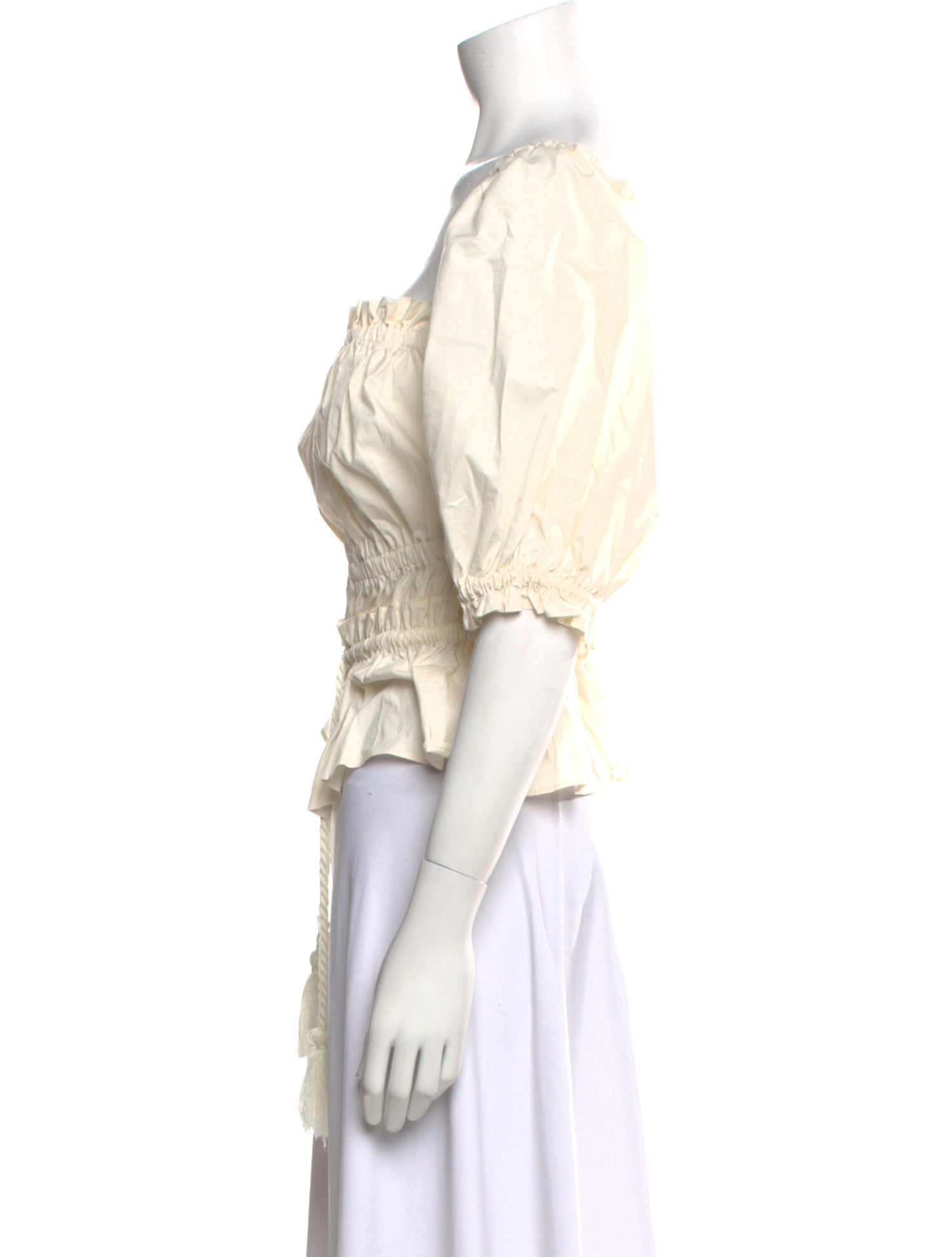 Ulla Johnson Square Neckline Three-Quarter Sleeve Crop Top